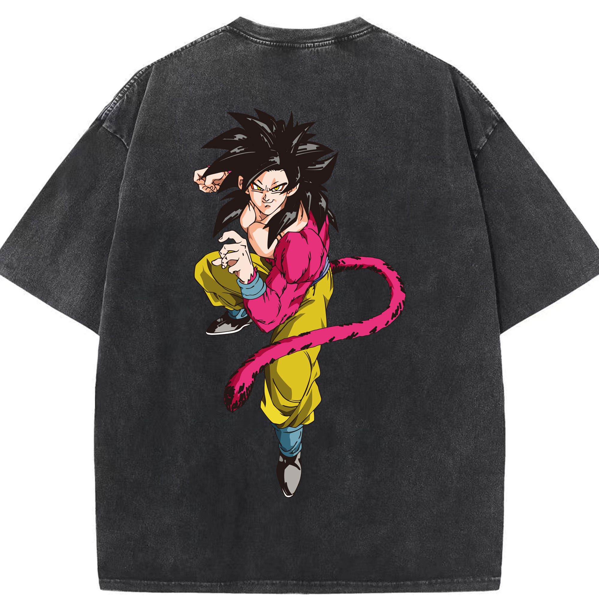 （画像用） ドラゴンボール 孫悟空（そん ごくう）Son Goku カカロット DRAGON BALL Kakarotto 綿100% ヴィンテージ風 半袖Tシャツ（背面プリント）