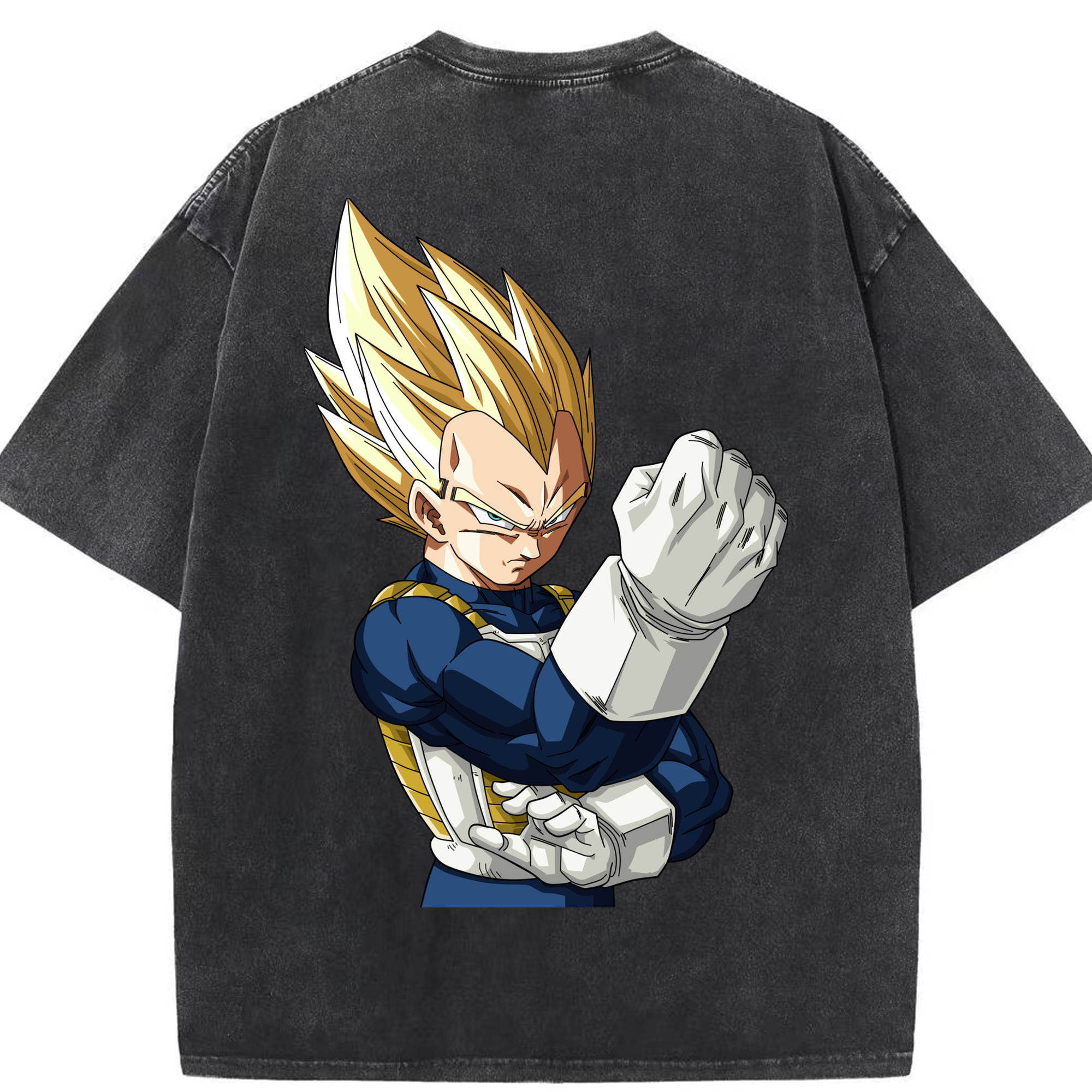 （画像用） ドラゴンボール ベジータ四世（Bejīta Yonsei）DRAGON BALL Vegeta IV 綿100% ヴィンテージ風 半袖Tシャツ（背面プリント）
