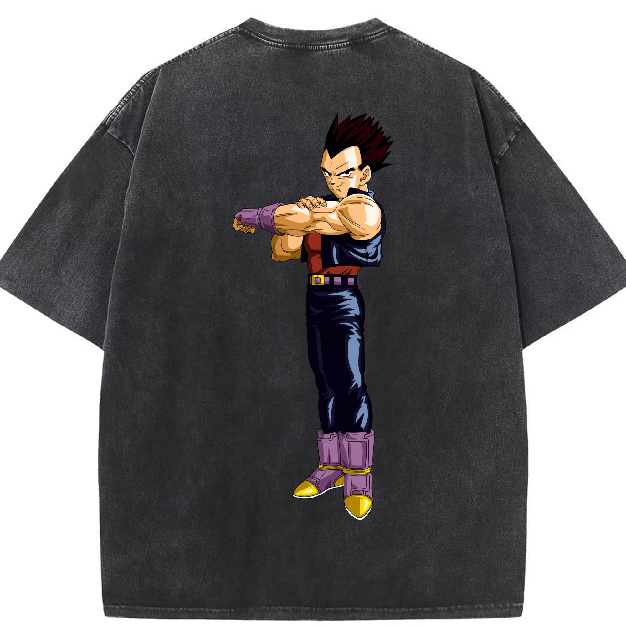（画像用） ドラゴンボール ベジータ四世（Bejīta Yonsei）DRAGON BALL Vegeta IV 綿100% ヴィンテージ風 半袖Tシャツ（背面プリント）