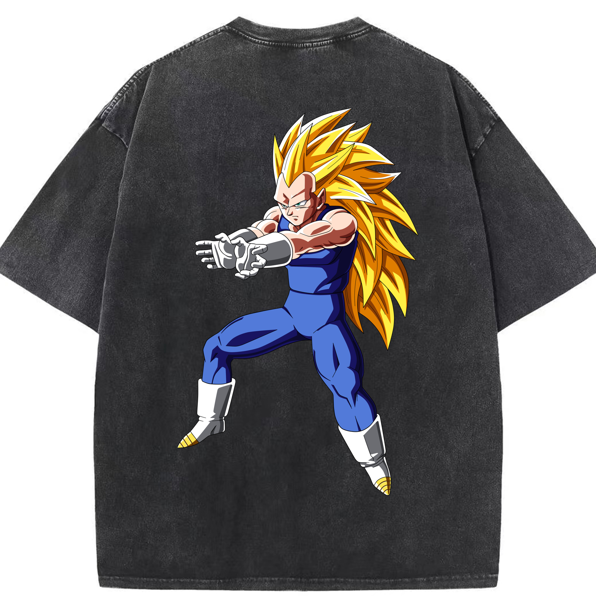（画像用） ドラゴンボール ベジータ四世（Bejīta Yonsei）DRAGON BALL Vegeta IV 綿100% ヴィンテージ風 半袖Tシャツ（背面プリント）