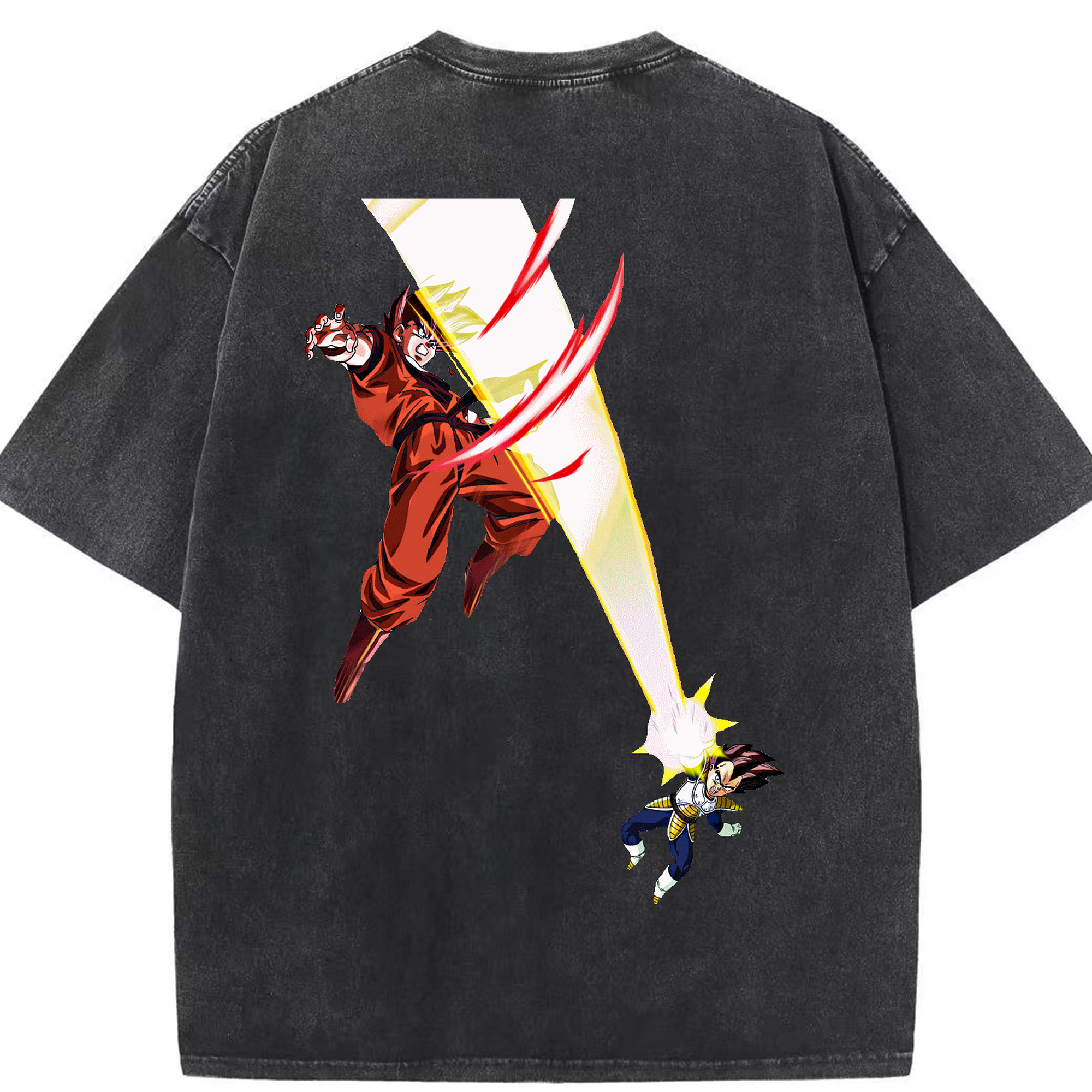 （画像用） ドラゴンボール ベジータ四世（Bejīta Yonsei）DRAGON BALL Vegeta IV 綿100% ヴィンテージ風 半袖Tシャツ（背面プリント）