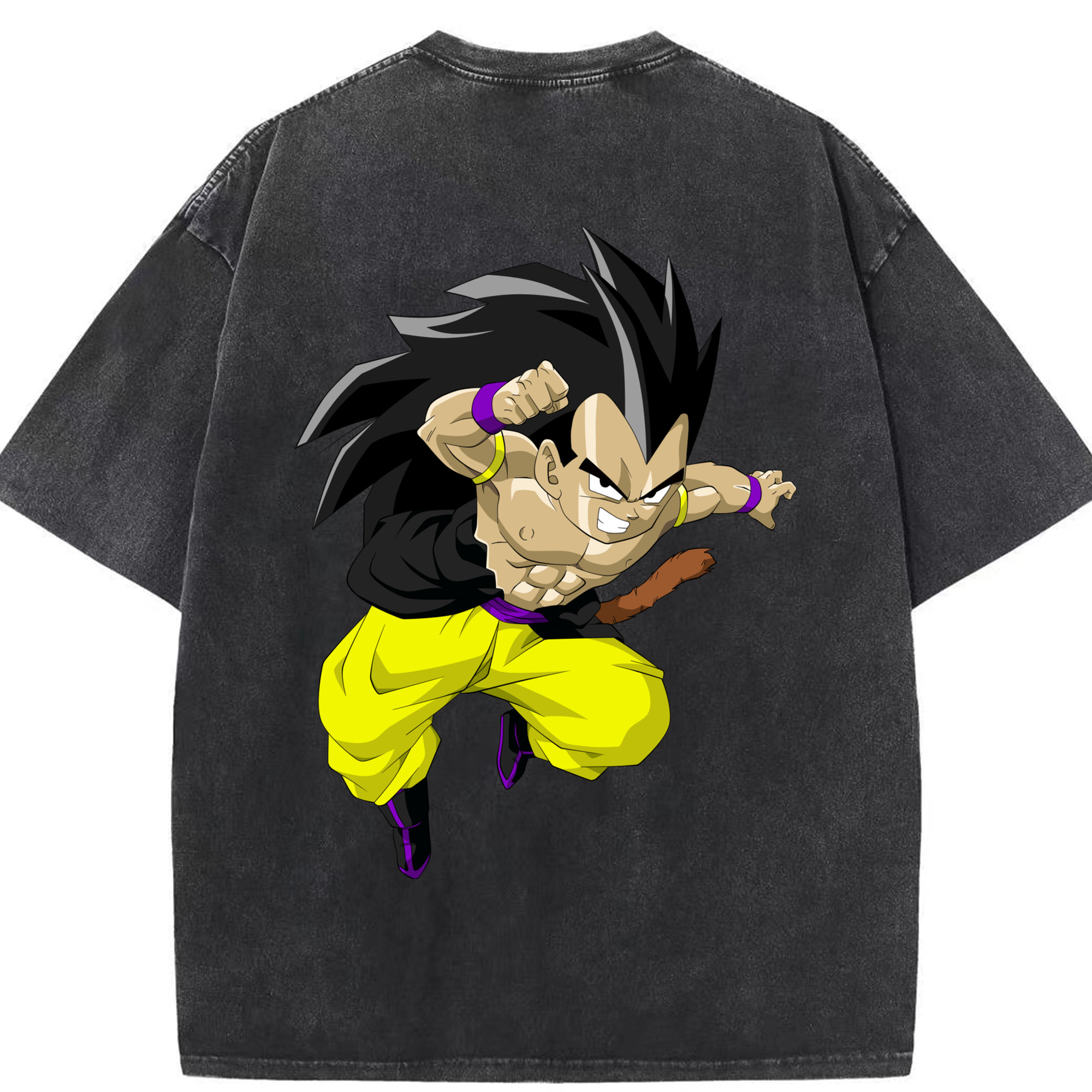 （画像用） ドラゴンボール ベジータ四世（Bejīta Yonsei）DRAGON BALL Vegeta IV 綿100% ヴィンテージ風 半袖Tシャツ（背面プリント）