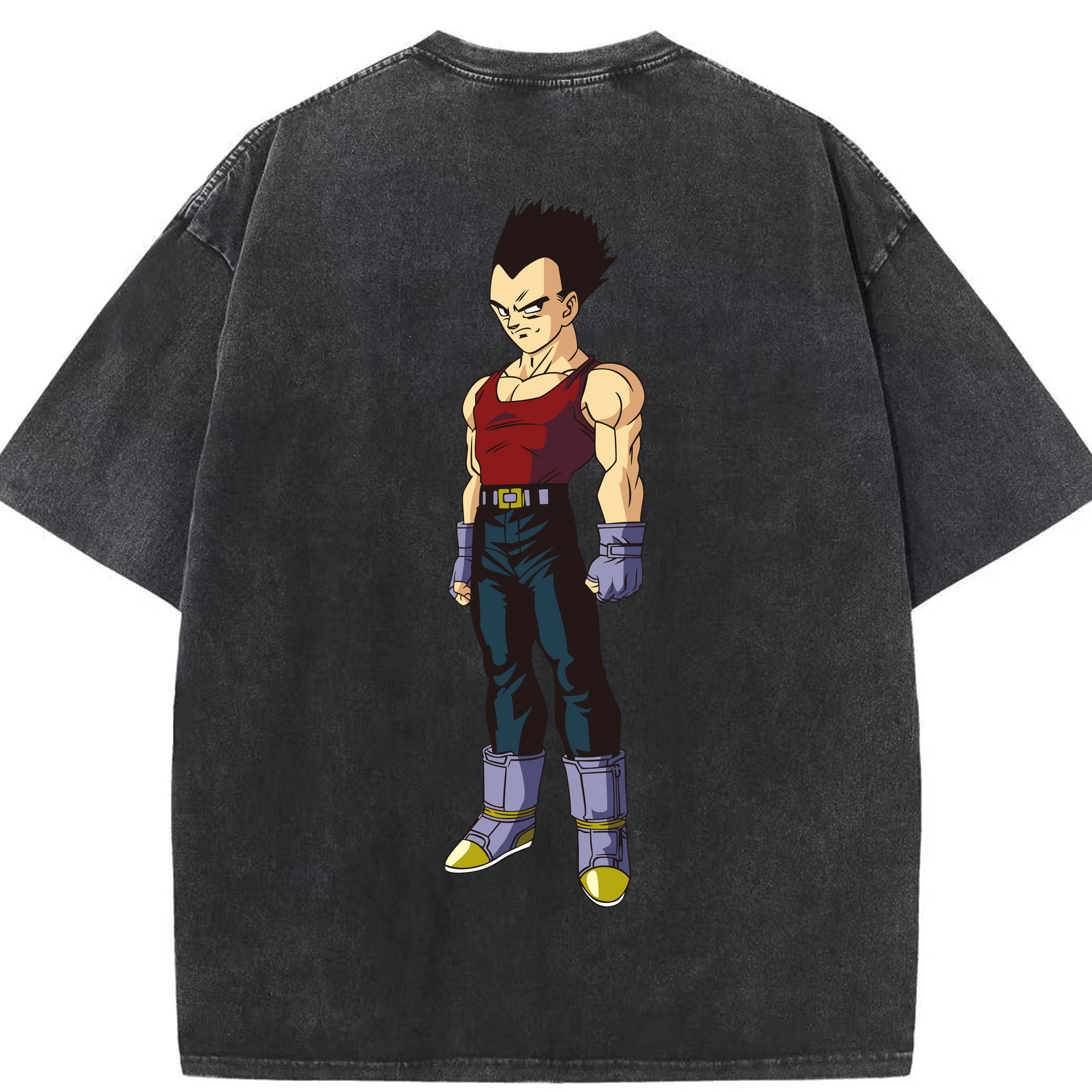 （画像用） ドラゴンボール ベジータ四世（Bejīta Yonsei）DRAGON BALL Vegeta IV 綿100% ヴィンテージ風 半袖Tシャツ（背面プリント）