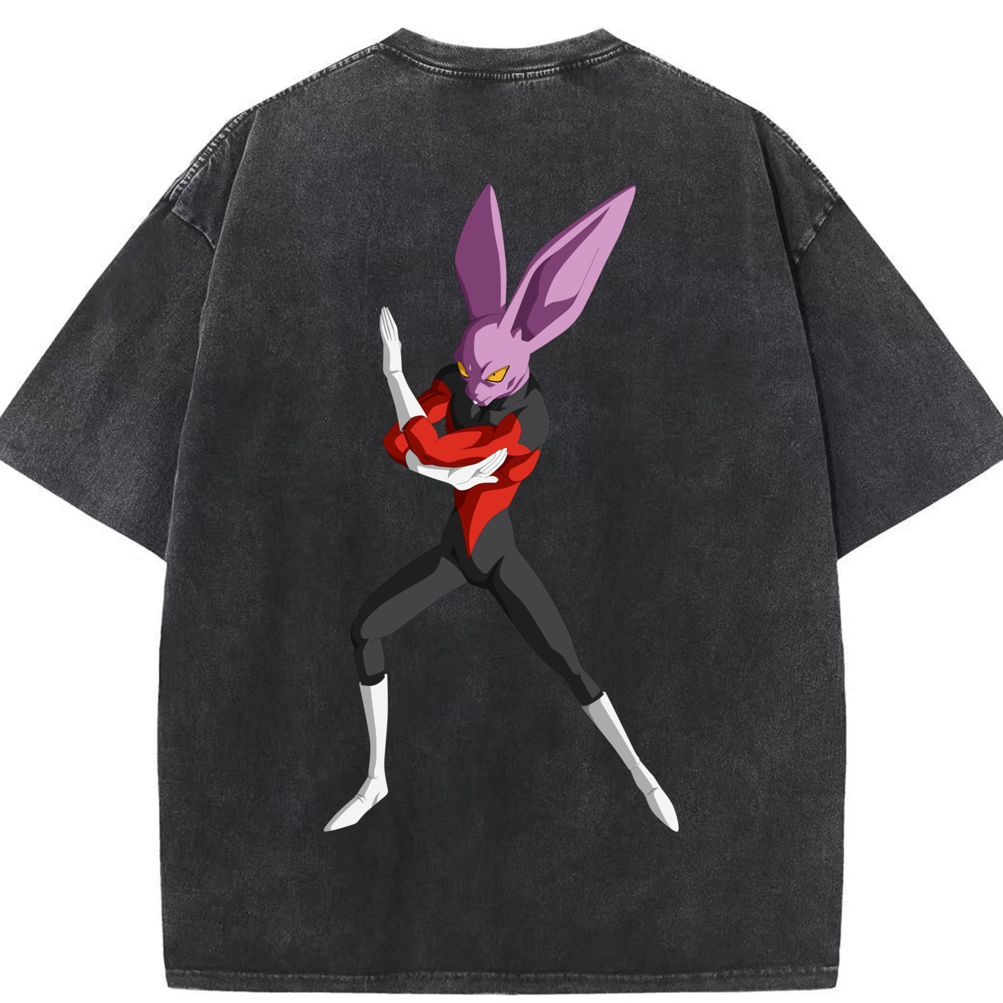 （画像用） ドラゴンボール ビルス 破壊神ビルス DRAGON BALL Beerus Birusu 綿100% ヴィンテージ風 半袖Tシャツ（背面プリント）