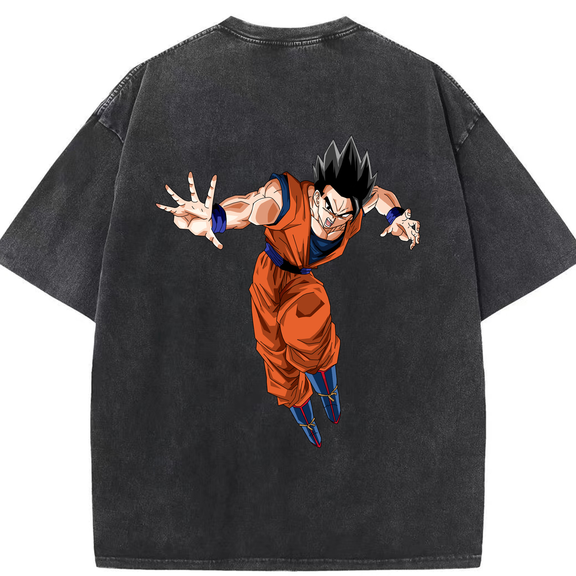 （画像用） ドラゴンボール 孫 悟飯（そんごはん）DRAGON BALL Son Gohan 綿100% ヴィンテージ風 半袖Tシャツ（背面プリント）