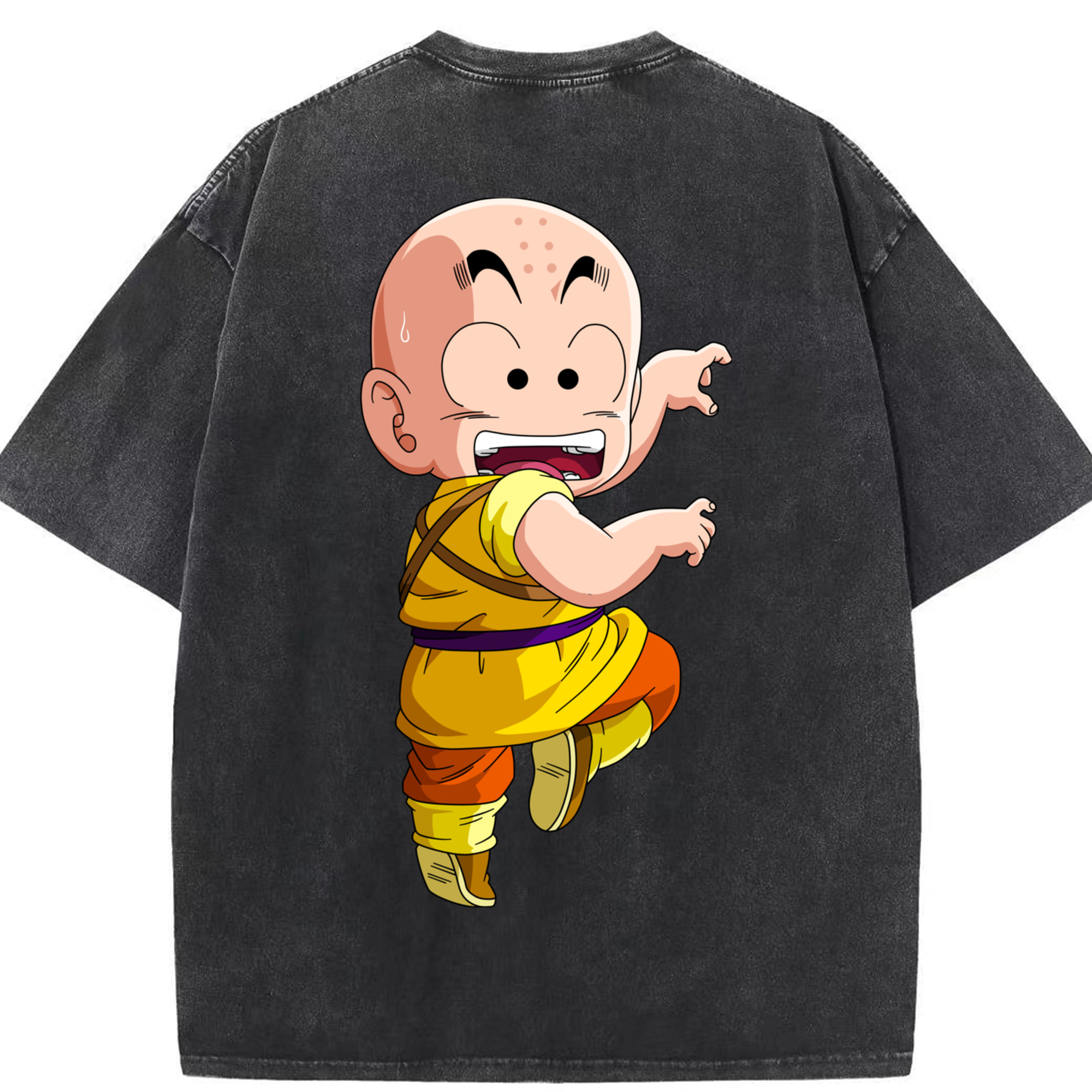 （画像用） ドラゴンボール クリリン DRAGON BALL krillin 綿100% ヴィンテージ風 半袖Tシャツ（背面プリント）