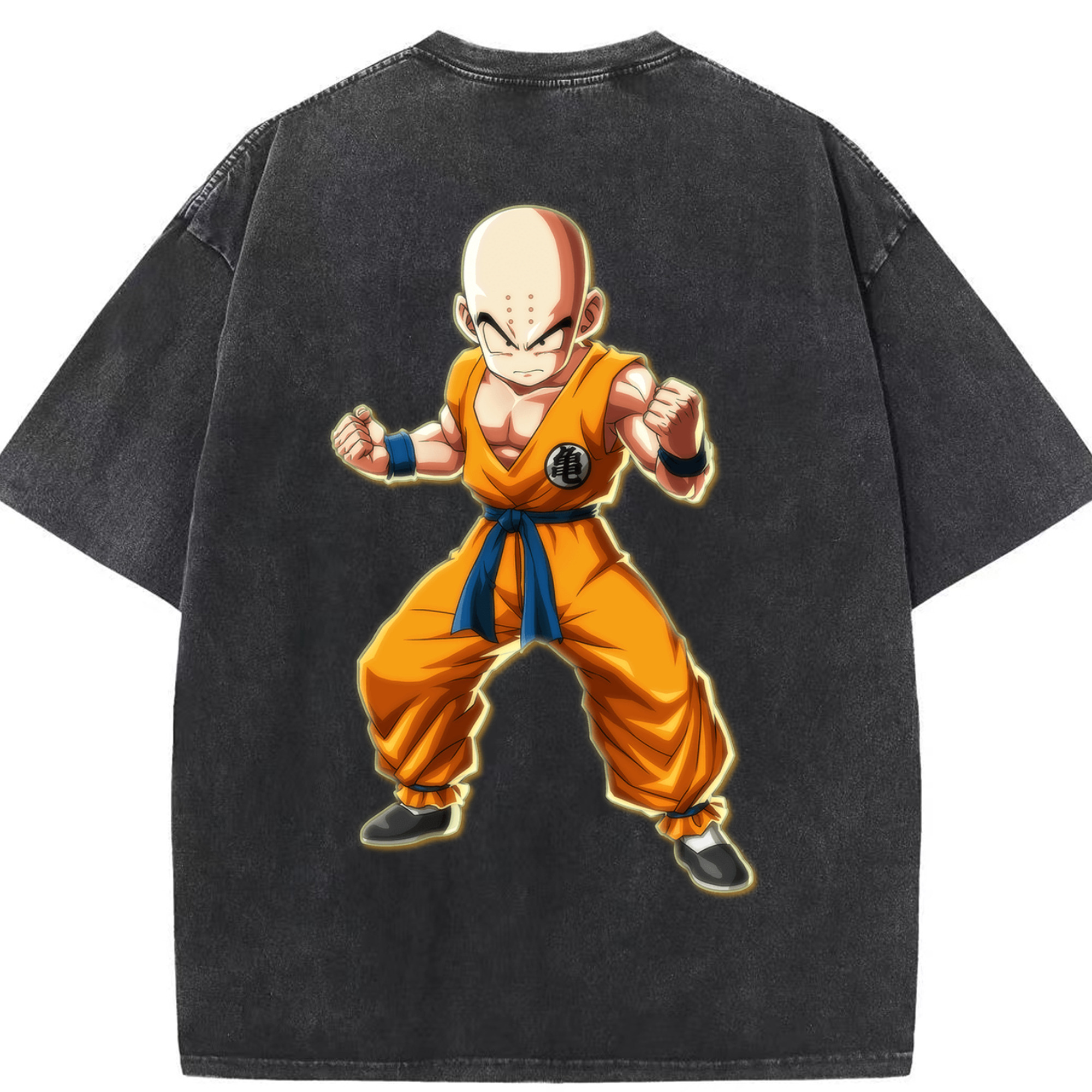 （画像用） ドラゴンボール クリリン DRAGON BALL krillin 綿100% ヴィンテージ風 半袖Tシャツ（背面プリント）