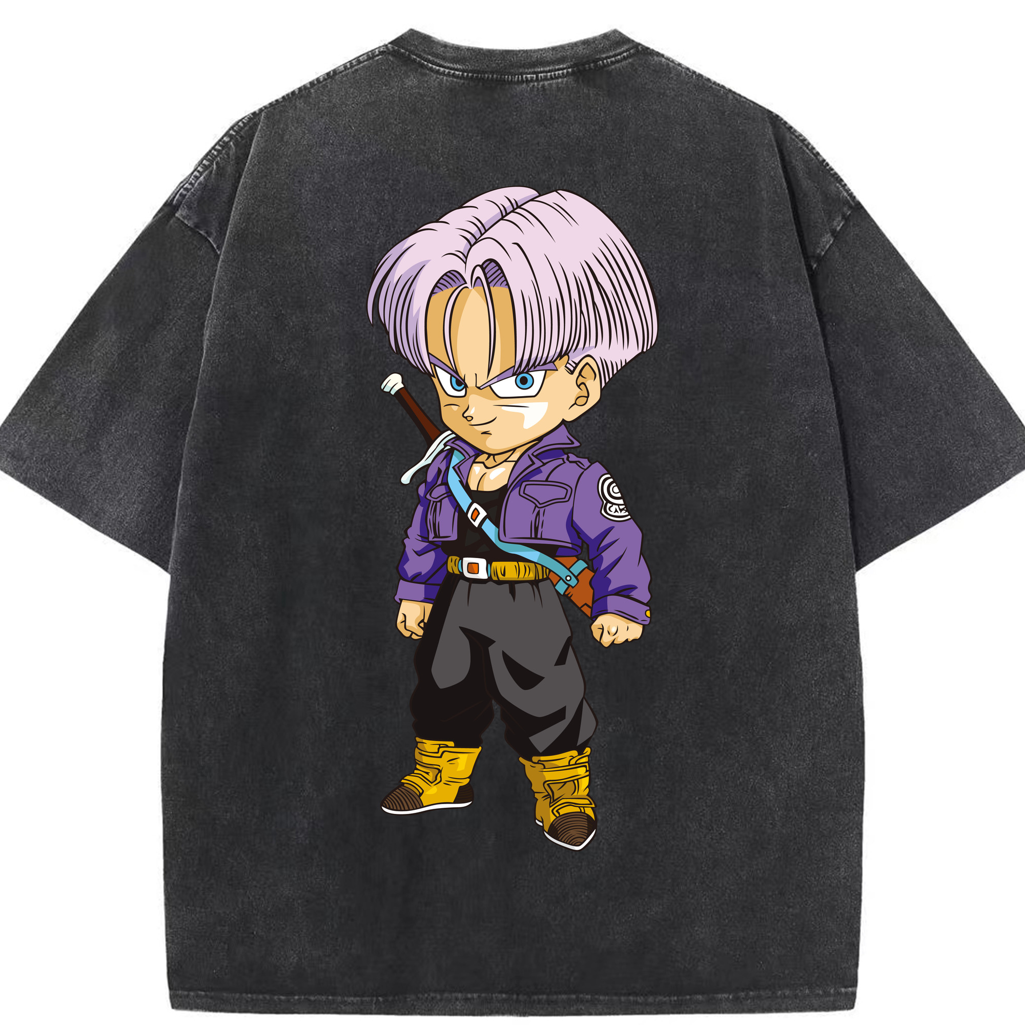 （画像用） ドラゴンボール トランクス（Torankusu）DRAGON BALL Trunks 綿100% ヴィンテージ風 半袖Tシャツ（背面プリント）