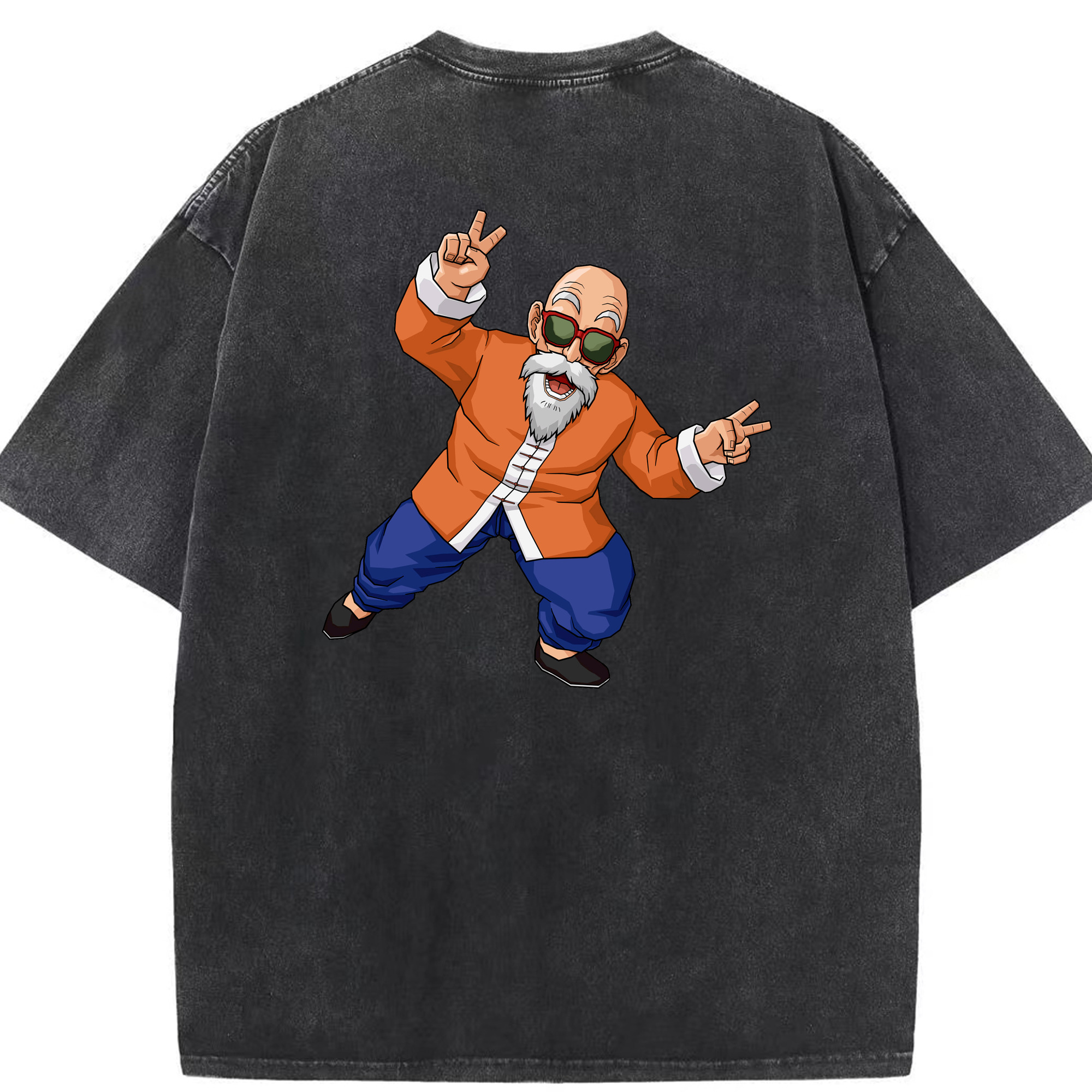 （画像用） ドラゴンボール 亀仙人（かめせんにん） DRAGON BALL Master Roshi Kame Sennin 綿100% ヴィンテージ風 半袖Tシャツ（背面プリント）