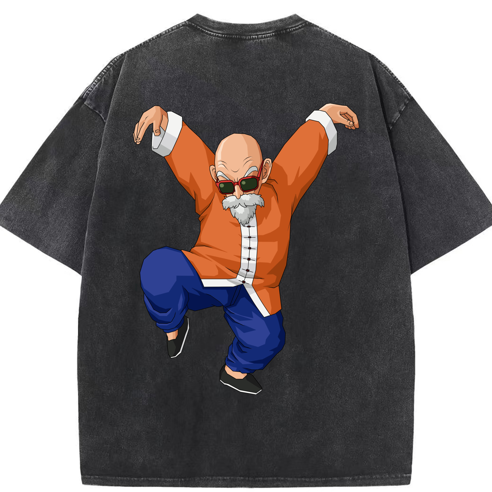 （画像用） ドラゴンボール 亀仙人（かめせんにん） DRAGON BALL Master Roshi Kame Sennin 綿100% ヴィンテージ風 半袖Tシャツ（背面プリント）