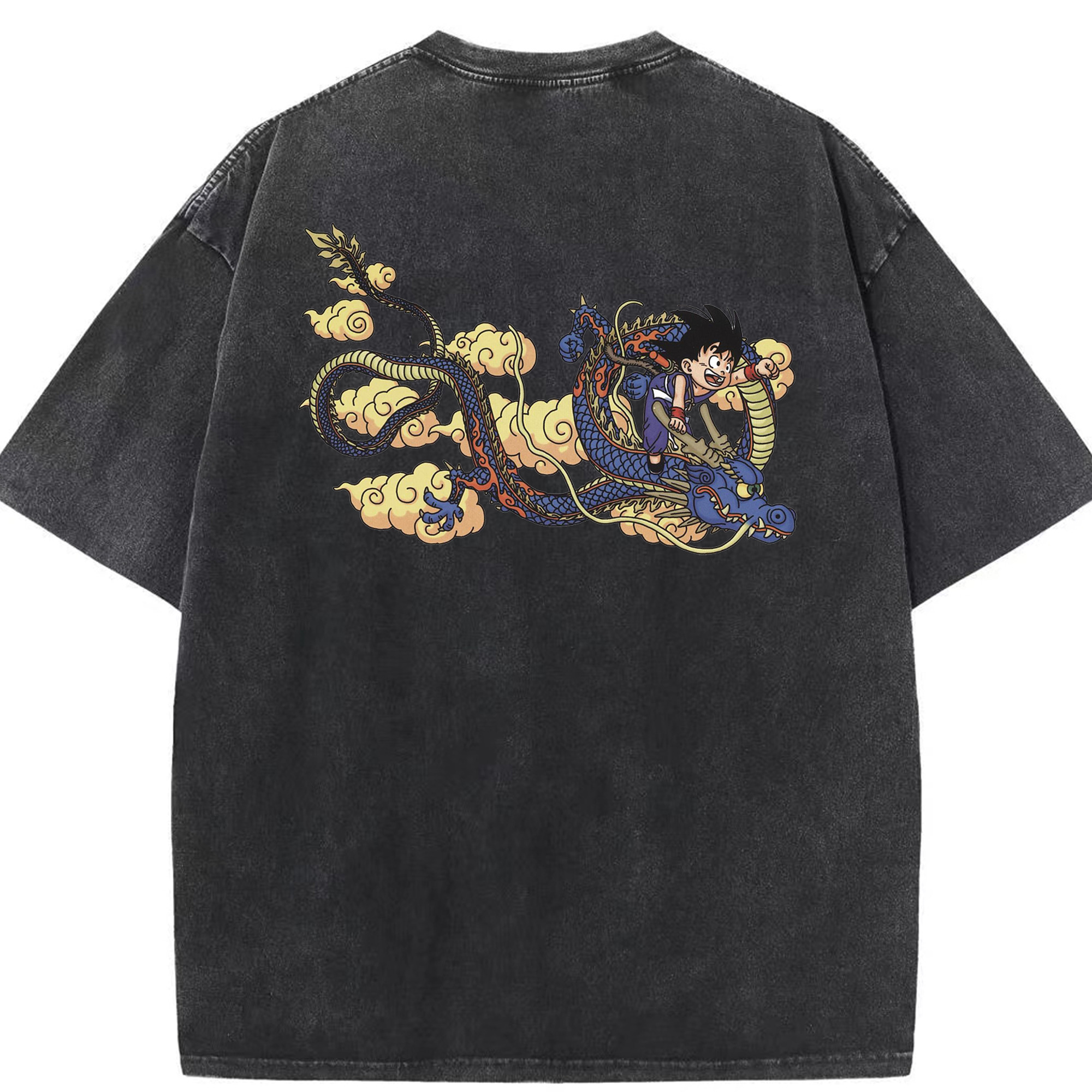 （画像用） ドラゴンボール 神龍 シェンロン DRAGON BALL Shenron 綿100% ヴィンテージ風 半袖Tシャツ（背面プリント）