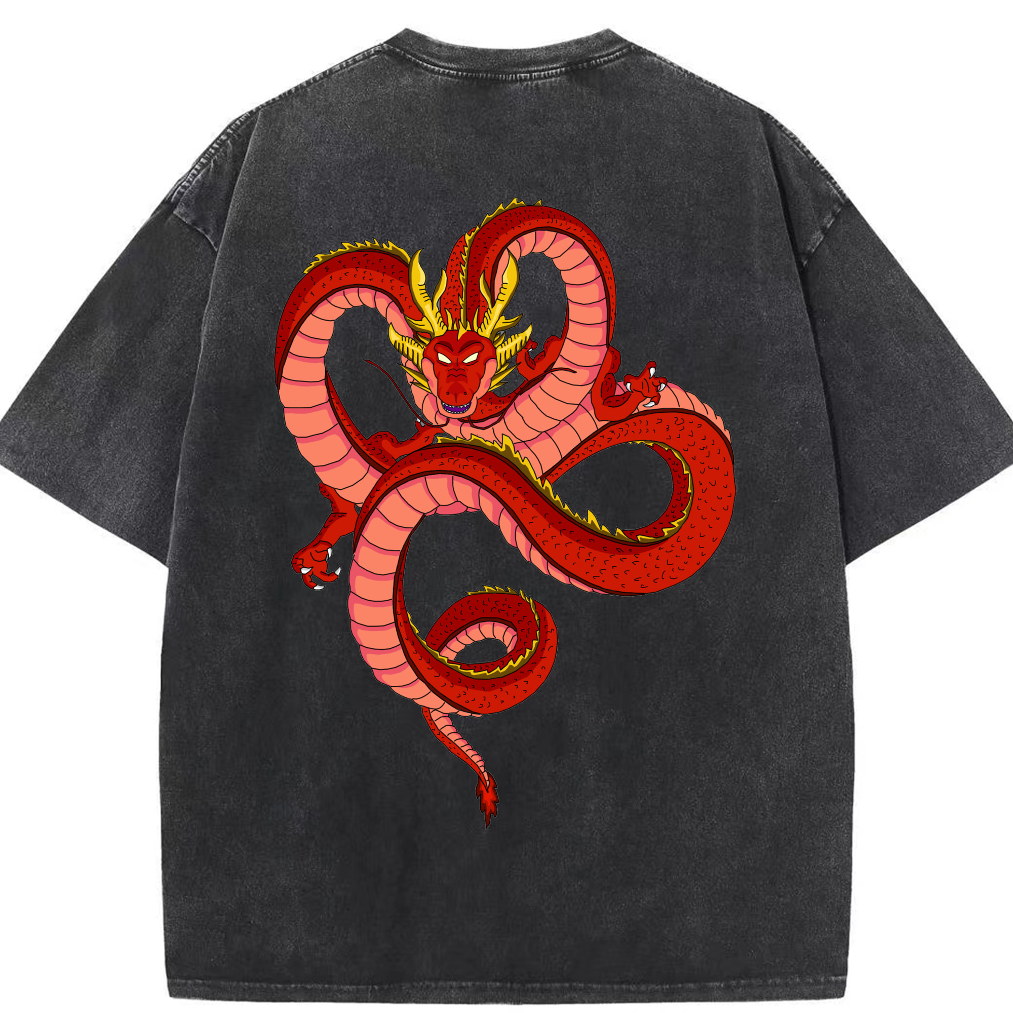 （画像用） ドラゴンボール 神龍 シェンロン DRAGON BALL Shenron 綿100% ヴィンテージ風 半袖Tシャツ（背面プリント）