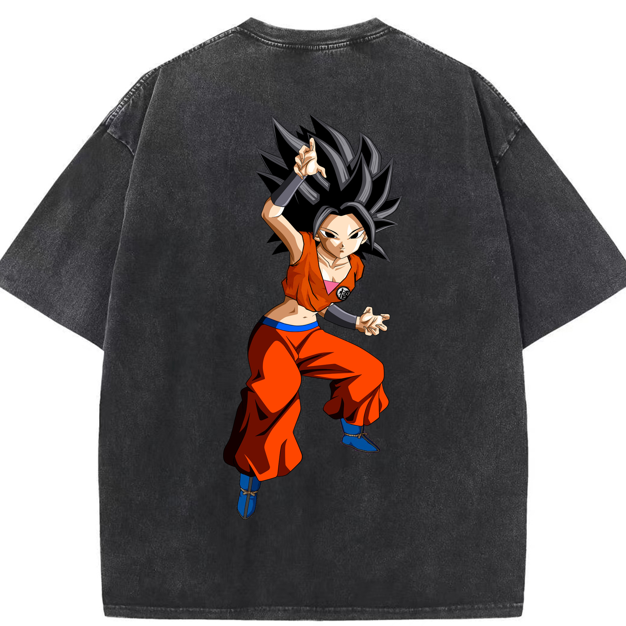 （画像用） ドラゴンボール カリフラ DRAGON BALL Caulifla 綿100% ヴィンテージ風 半袖Tシャツ（背面プリント）