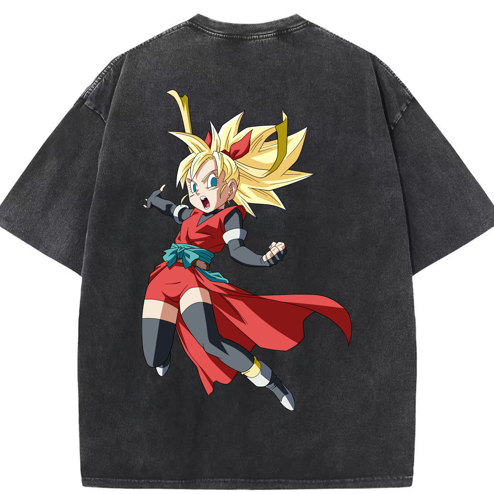 （画像用） ドラゴンボール カリフラ DRAGON BALL Caulifla 綿100% ヴィンテージ風 半袖Tシャツ（背面プリント）