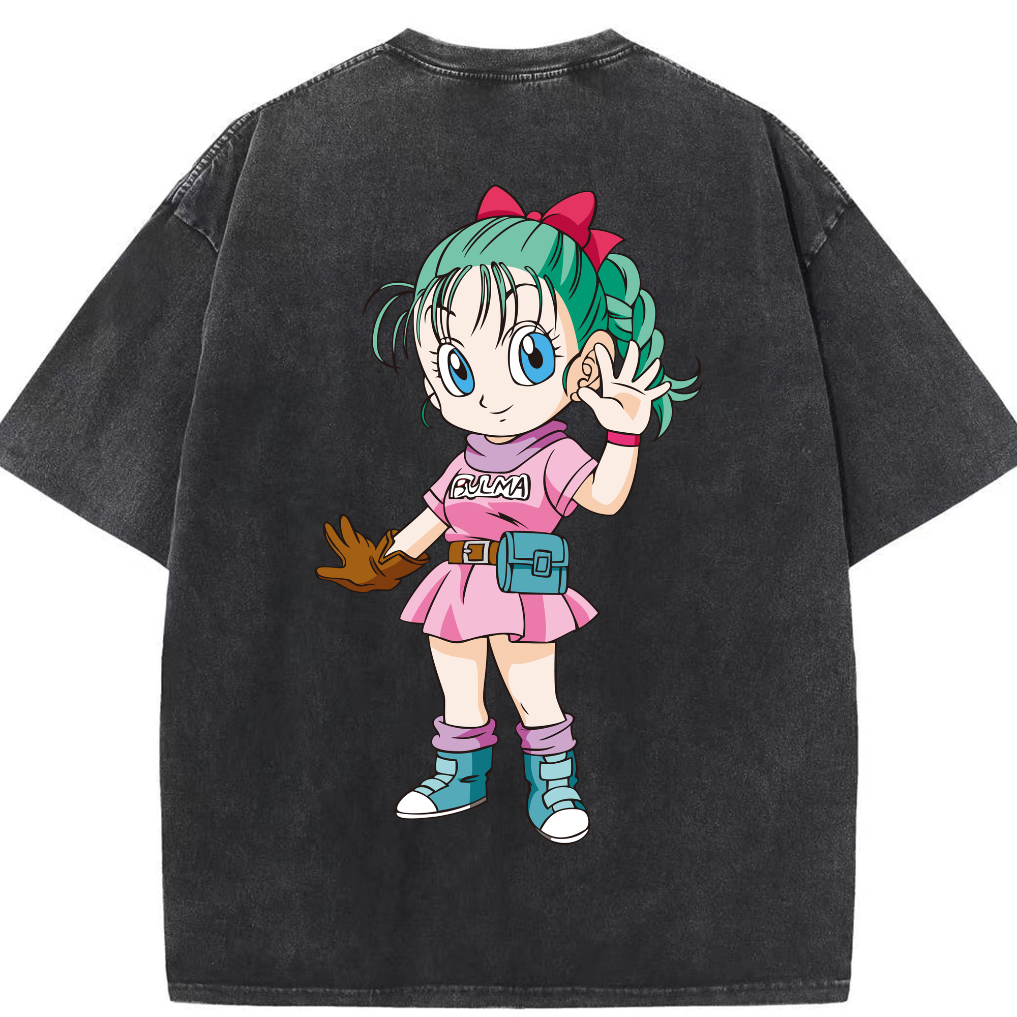 （画像用） ドラゴンボール ブルマ DRAGON BALL Bulma 綿100% ヴィンテージ風 半袖Tシャツ（背面プリント）