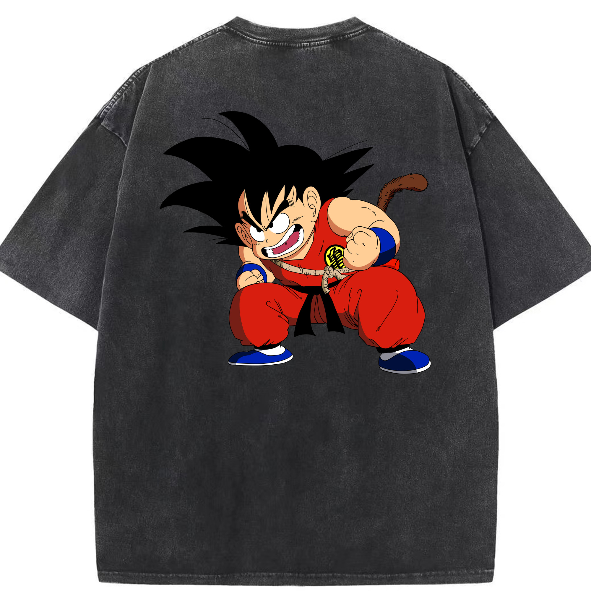 （画像用） ドラゴンボール 孫悟空（そん ごくう）Son Goku カカロット DRAGON BALL Kakarotto 綿100% ヴィンテージ風 半袖Tシャツ（背面プリント）