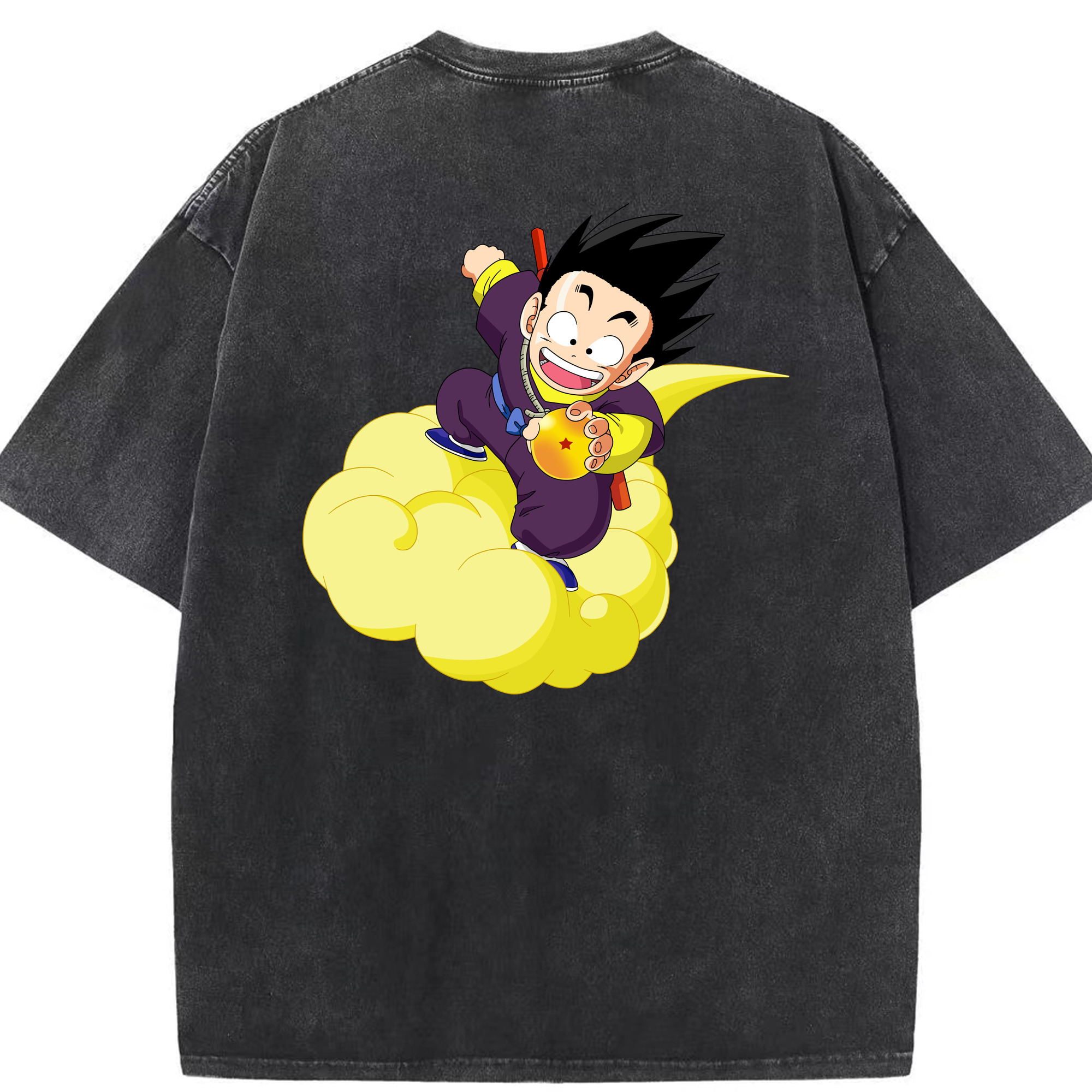 （画像用） ドラゴンボール 孫悟空（そん ごくう）Son Goku カカロット DRAGON BALL Kakarotto 綿100% ヴィンテージ風 半袖Tシャツ（背面プリント）