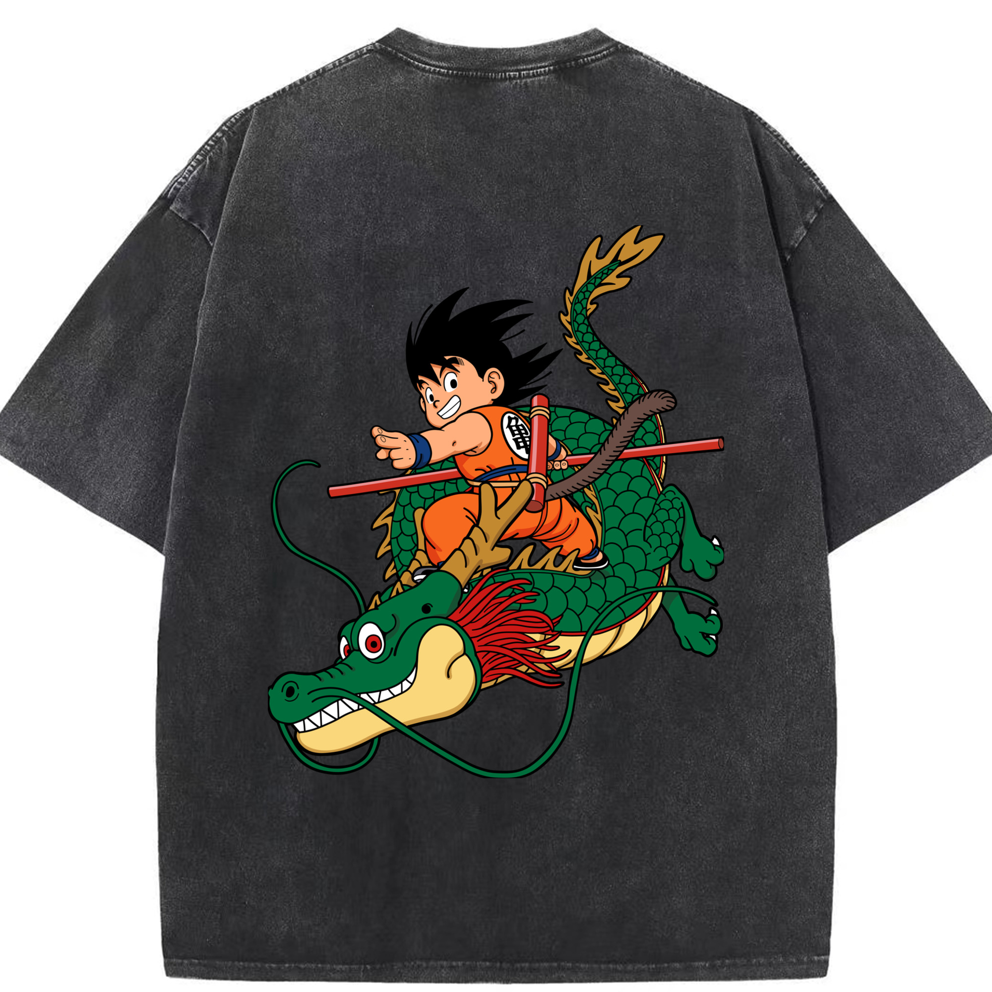 （画像用） ドラゴンボール 孫悟空（そん ごくう）Son Goku カカロット DRAGON BALL Kakarotto 綿100% ヴィンテージ風 半袖Tシャツ（背面プリント）