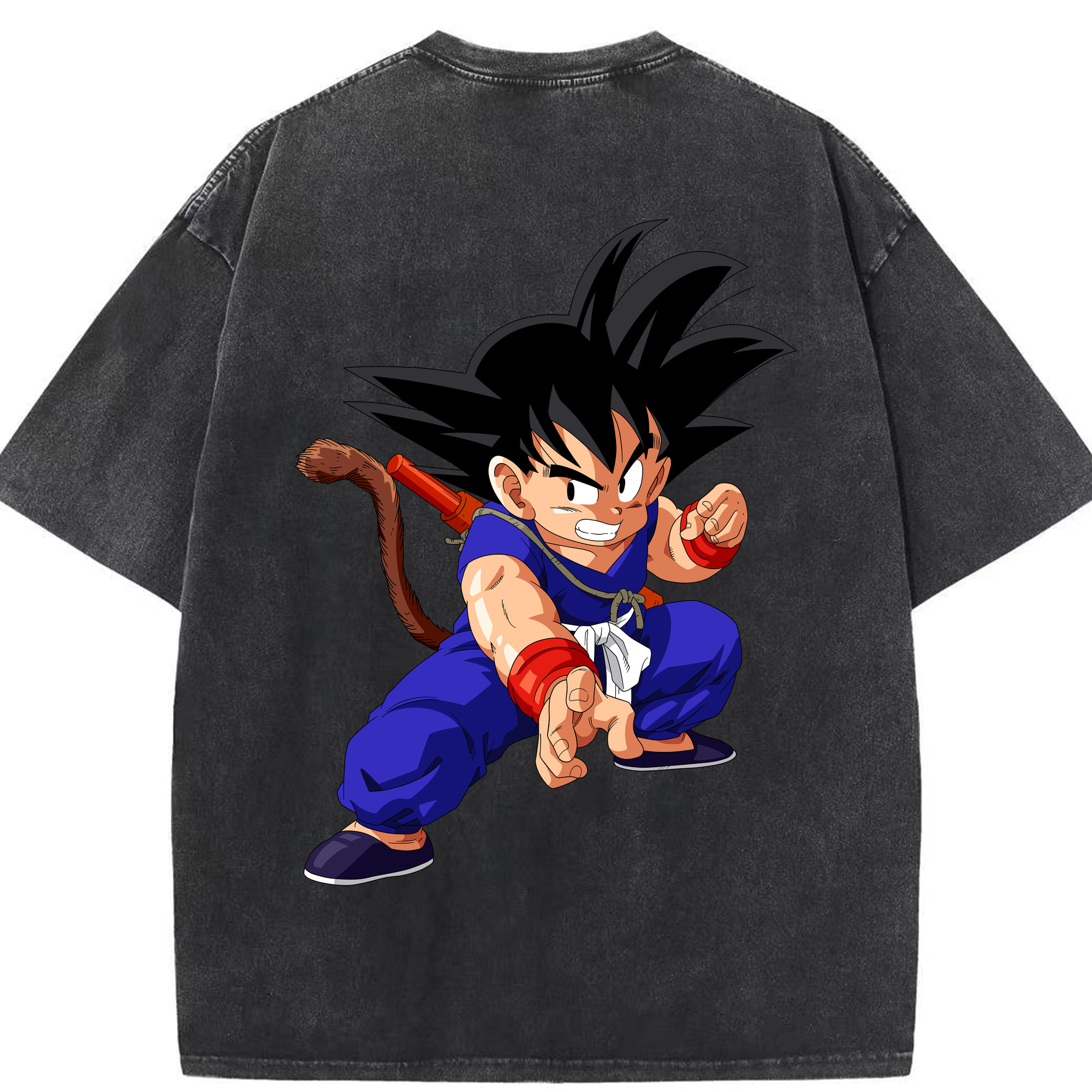 （画像用） ドラゴンボール 孫悟空（そん ごくう）Son Goku カカロット DRAGON BALL Kakarotto 綿100% ヴィンテージ風 半袖Tシャツ（背面プリント）