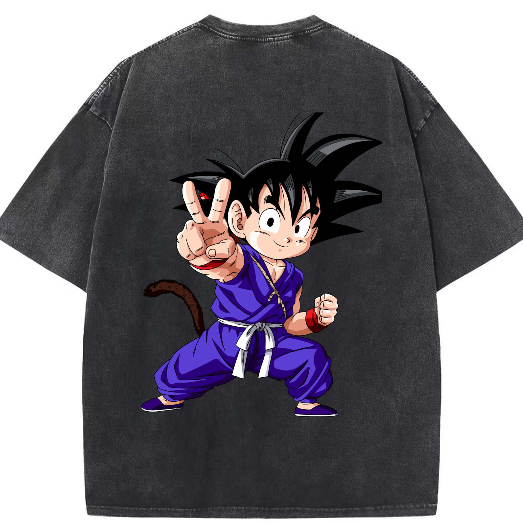 （画像用） ドラゴンボール 孫悟空（そん ごくう）Son Goku カカロット DRAGON BALL Kakarotto 綿100% ヴィンテージ風 半袖Tシャツ（背面プリント）