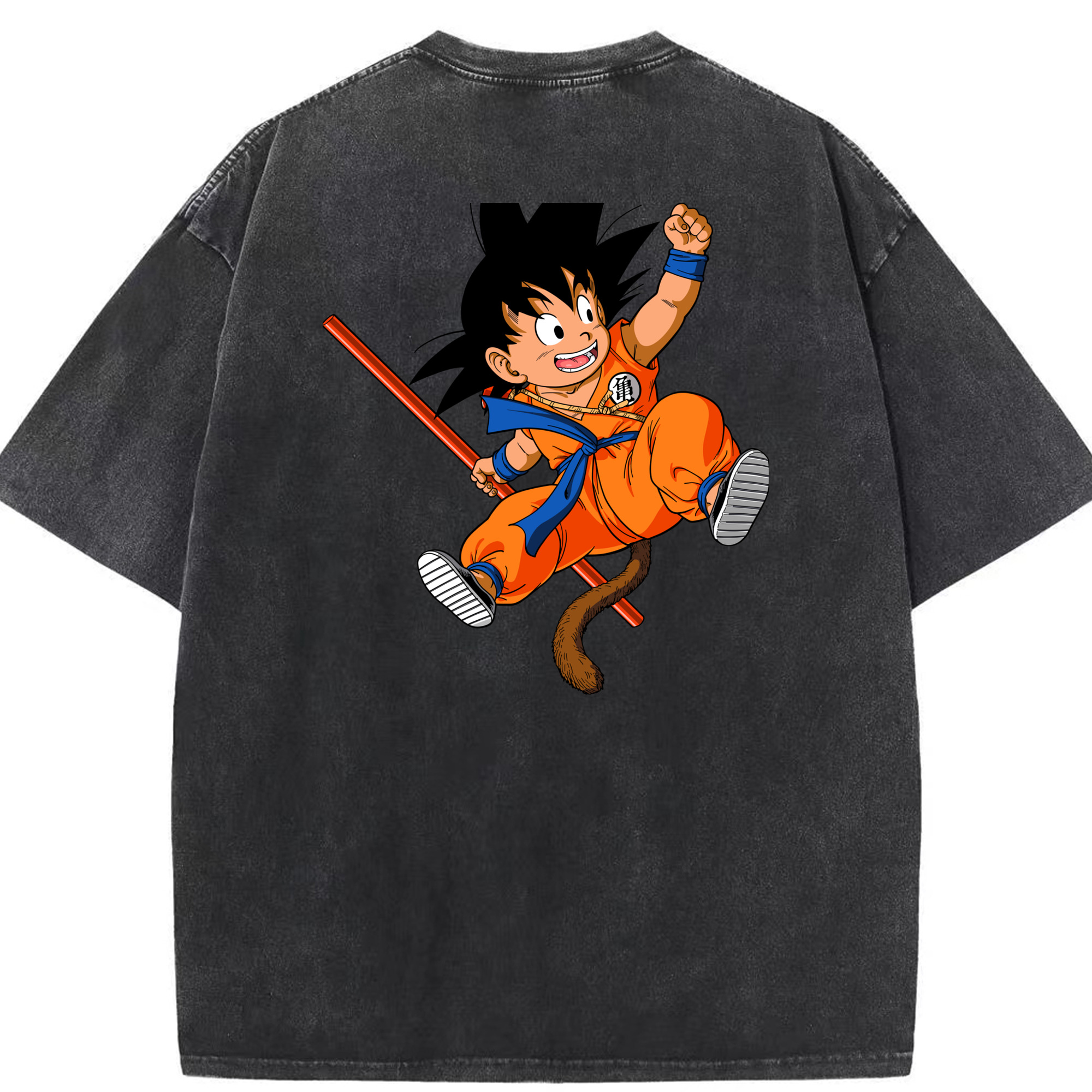 （画像用） ドラゴンボール 孫悟空（そん ごくう）Son Goku カカロット DRAGON BALL Kakarotto 綿100% ヴィンテージ風 半袖Tシャツ（背面プリント）