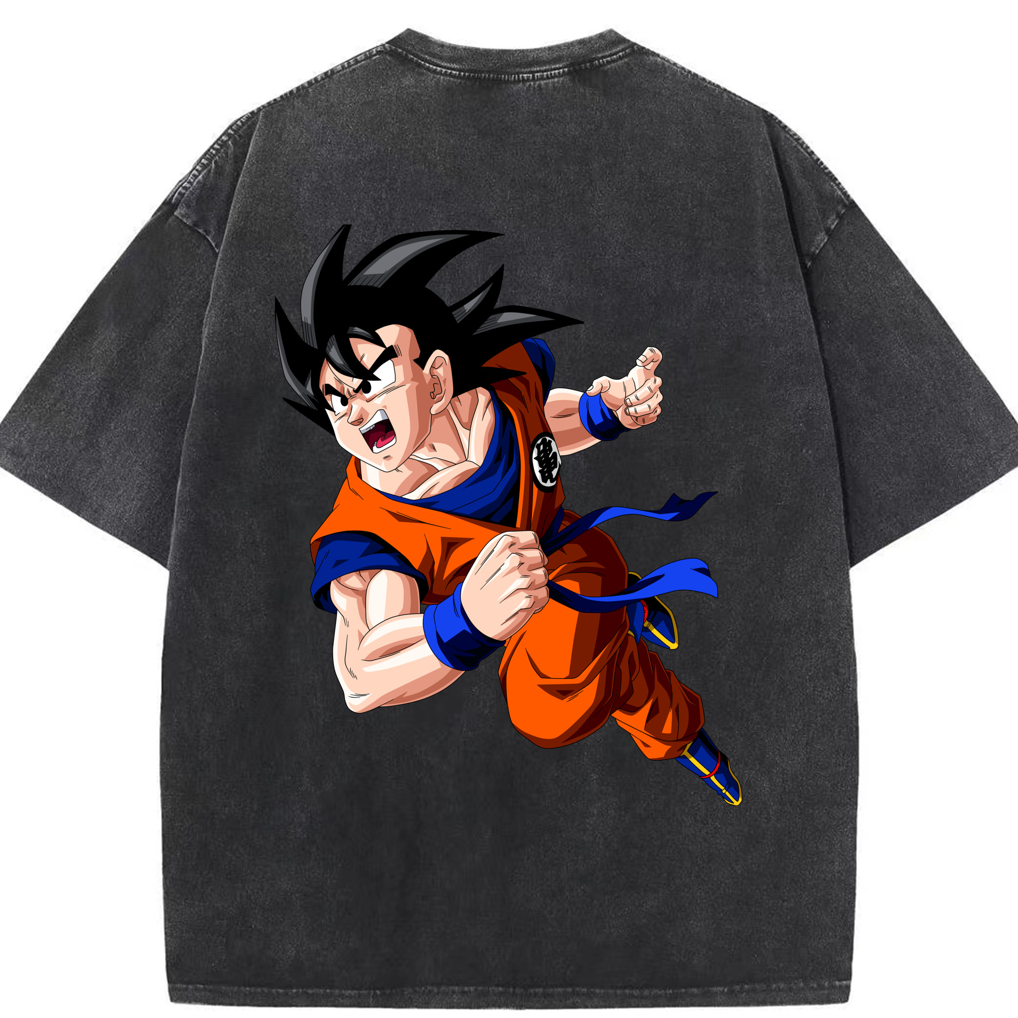 （画像用） ドラゴンボール 孫悟空（そん ごくう）Son Goku カカロット DRAGON BALL Kakarotto 綿100% ヴィンテージ風 半袖Tシャツ（背面プリント）