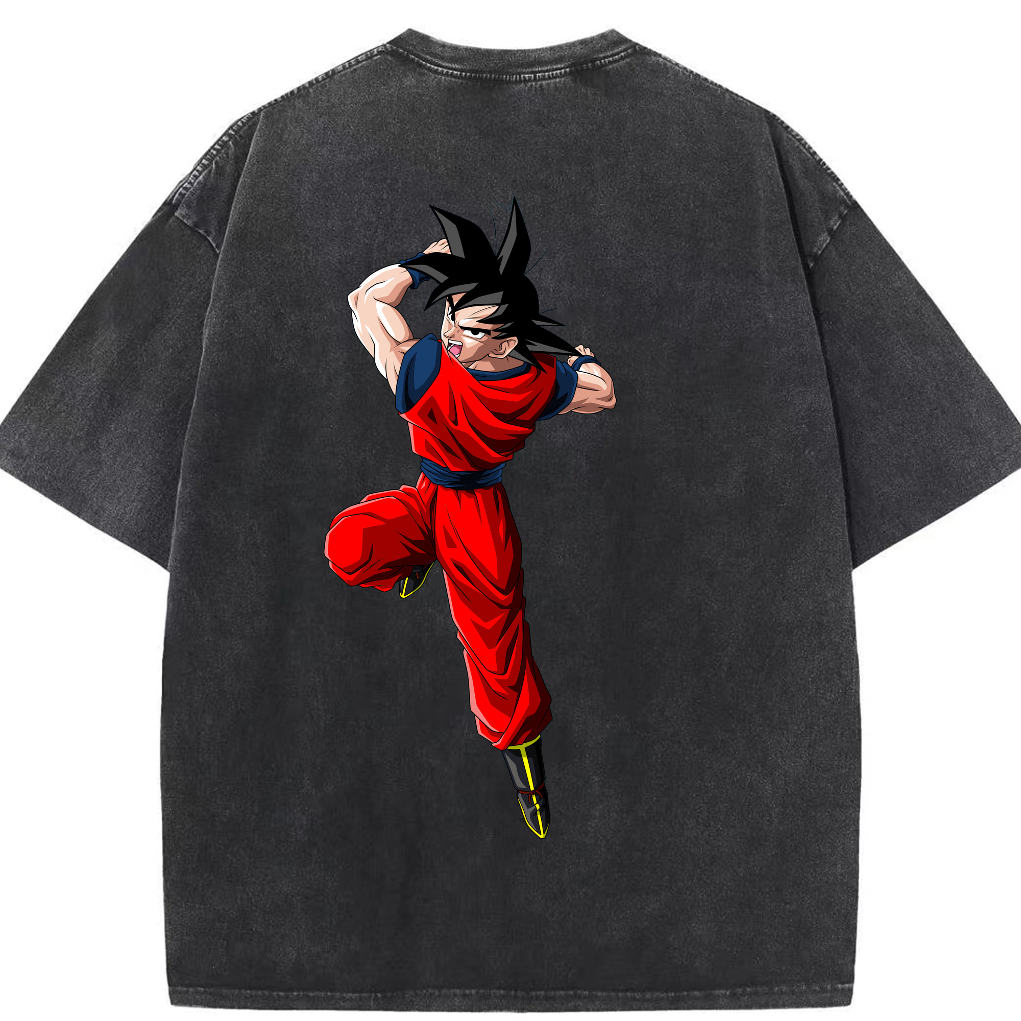 （画像用） ドラゴンボール 孫悟空（そん ごくう）Son Goku カカロット DRAGON BALL Kakarotto 綿100% ヴィンテージ風 半袖Tシャツ（背面プリント）