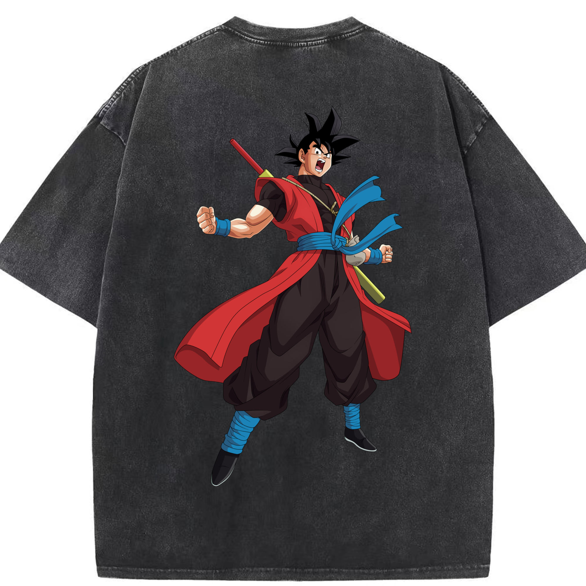 （画像用） ドラゴンボール 孫悟空（そん ごくう）Son Goku カカロット DRAGON BALL Kakarotto 綿100% ヴィンテージ風 半袖Tシャツ（背面プリント）