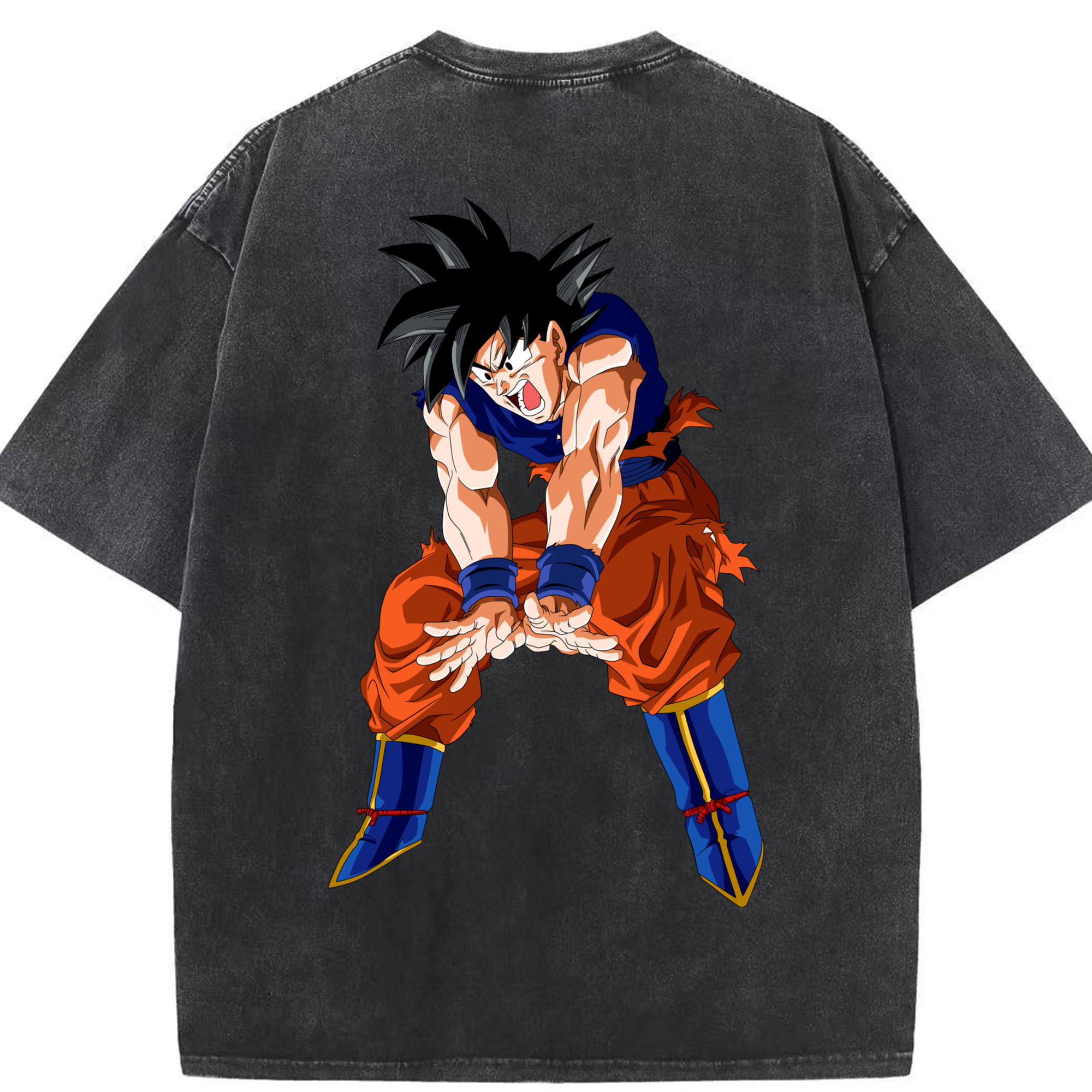 （画像用） ドラゴンボール 孫悟空（そん ごくう）Son Goku カカロット DRAGON BALL Kakarotto 綿100% ヴィンテージ風 半袖Tシャツ（背面プリント）