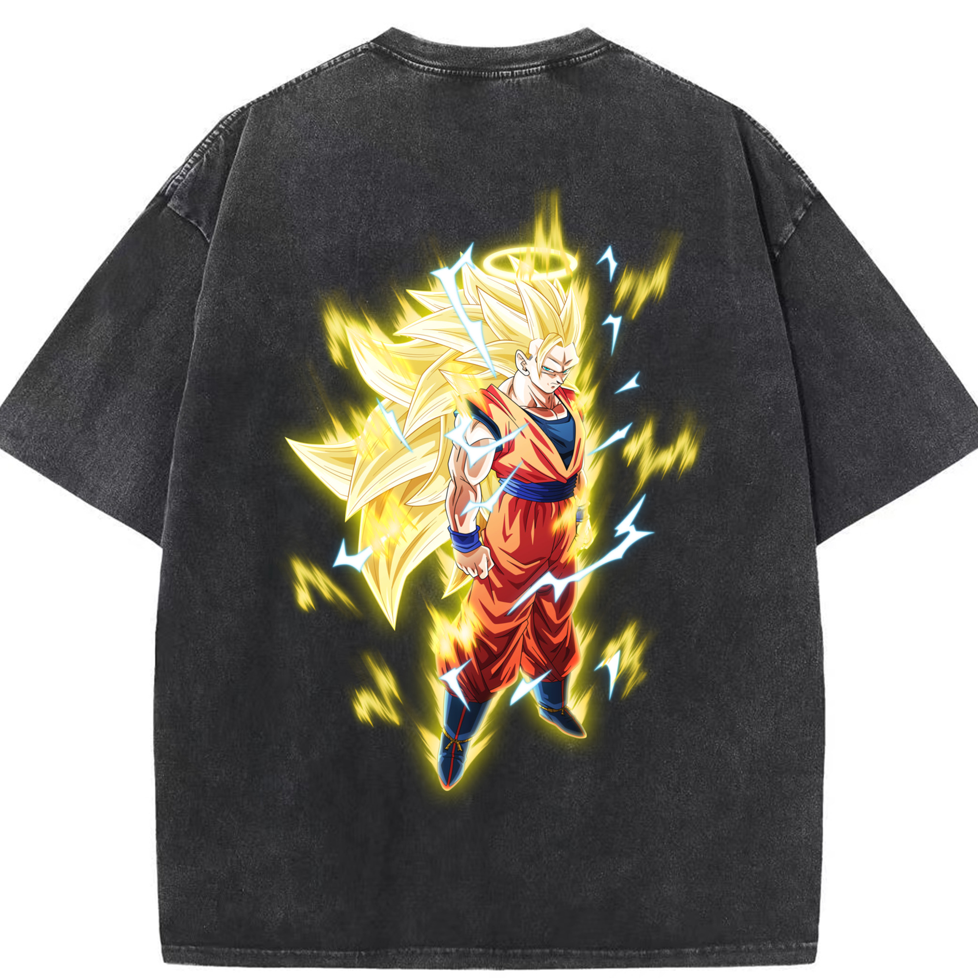（画像用） ドラゴンボール 孫悟空（そん ごくう）Son Goku カカロット DRAGON BALL Kakarotto 綿100% ヴィンテージ風 半袖Tシャツ（背面プリント）