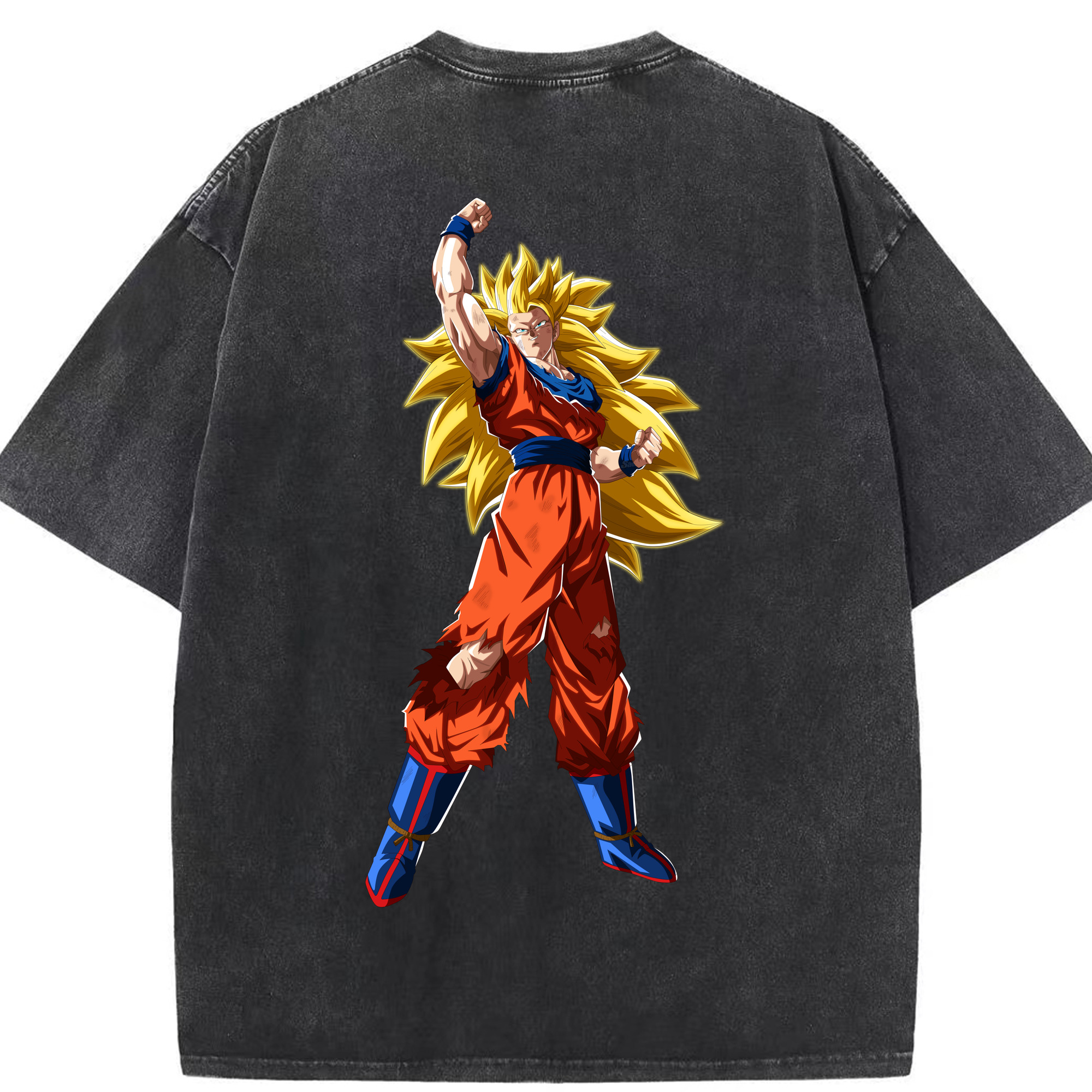 （画像用） ドラゴンボール 孫悟空（そん ごくう）Son Goku カカロット DRAGON BALL Kakarotto 綿100% ヴィンテージ風 半袖Tシャツ（背面プリント）