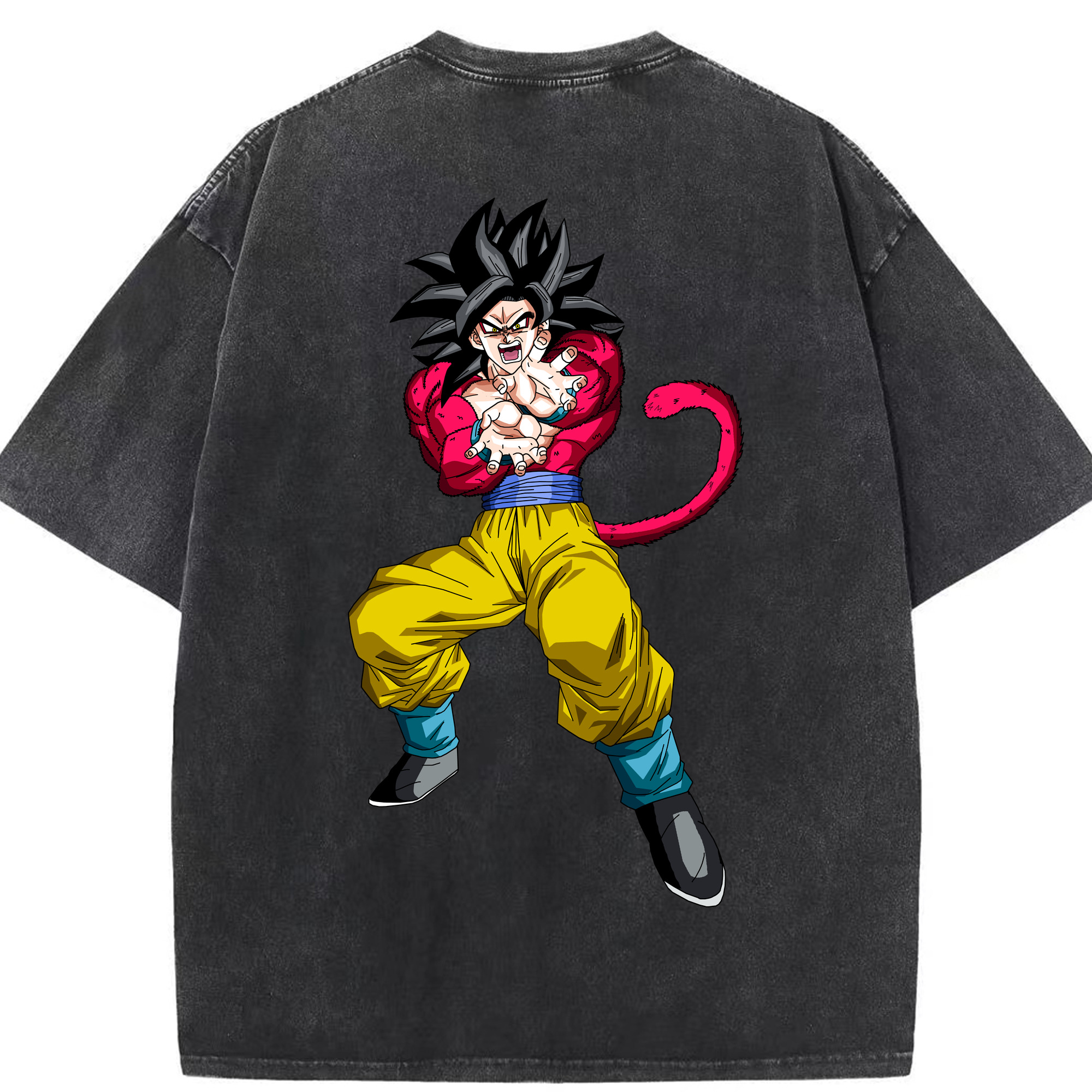 （画像用） ドラゴンボール 孫悟空（そん ごくう）Son Goku カカロット DRAGON BALL Kakarotto 綿100% ヴィンテージ風 半袖Tシャツ（背面プリント）