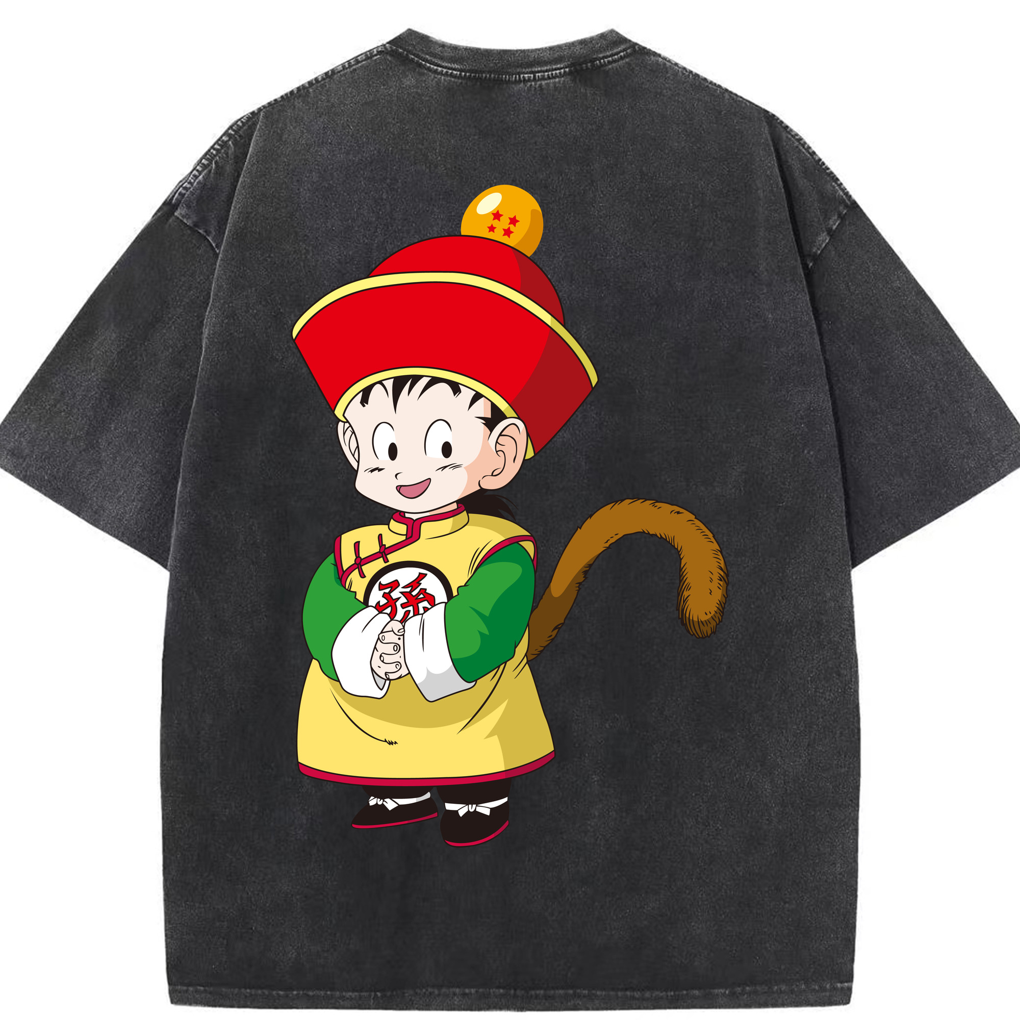 （画像用） ドラゴンボール 孫悟空（そん ごくう）Son Goku カカロット DRAGON BALL Kakarotto 綿100% ヴィンテージ風 半袖Tシャツ（背面プリント）