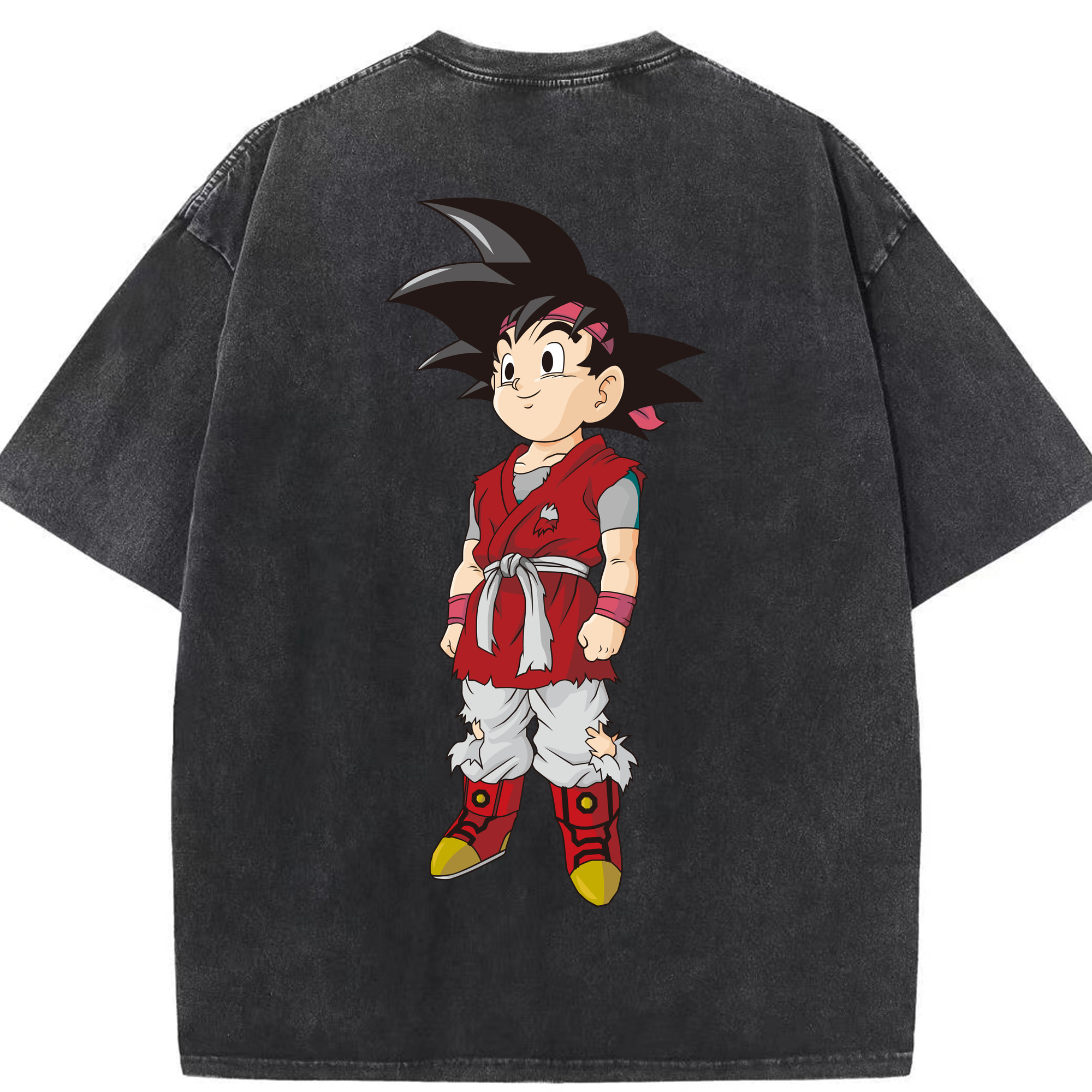 （画像用） ドラゴンボール 孫悟空（そん ごくう）Son Goku カカロット DRAGON BALL Kakarotto 綿100% ヴィンテージ風 半袖Tシャツ（背面プリント）