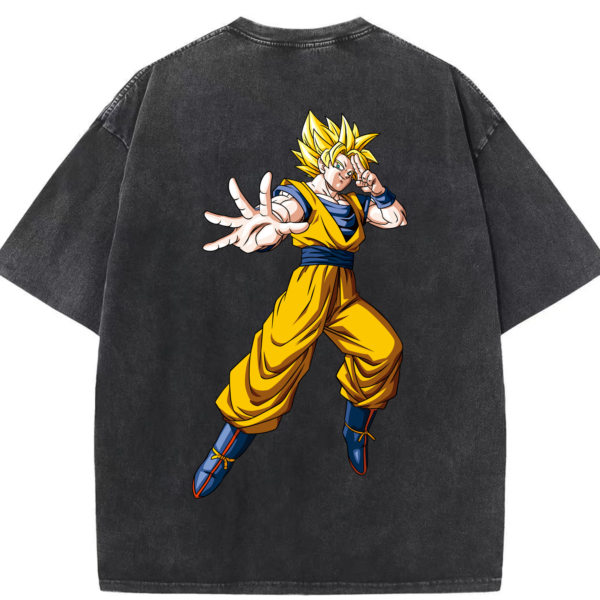 （画像用） ドラゴンボール 孫悟空（そん ごくう）Son Goku カカロット DRAGON BALL Kakarotto 綿100% ヴィンテージ風 半袖Tシャツ（背面プリント）