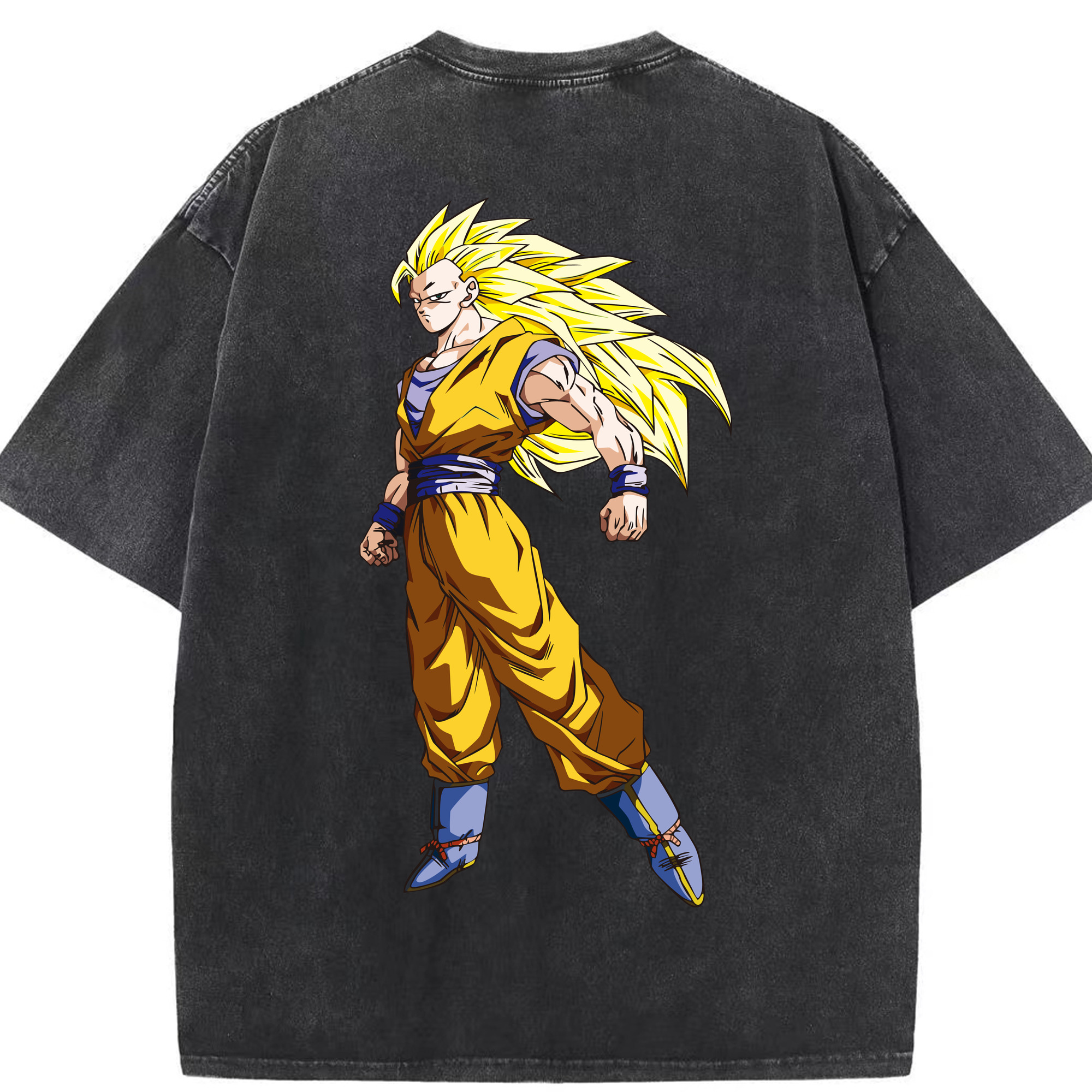 （画像用） ドラゴンボール 孫悟空（そん ごくう）Son Goku カカロット DRAGON BALL Kakarotto 綿100% ヴィンテージ風 半袖Tシャツ（背面プリント）