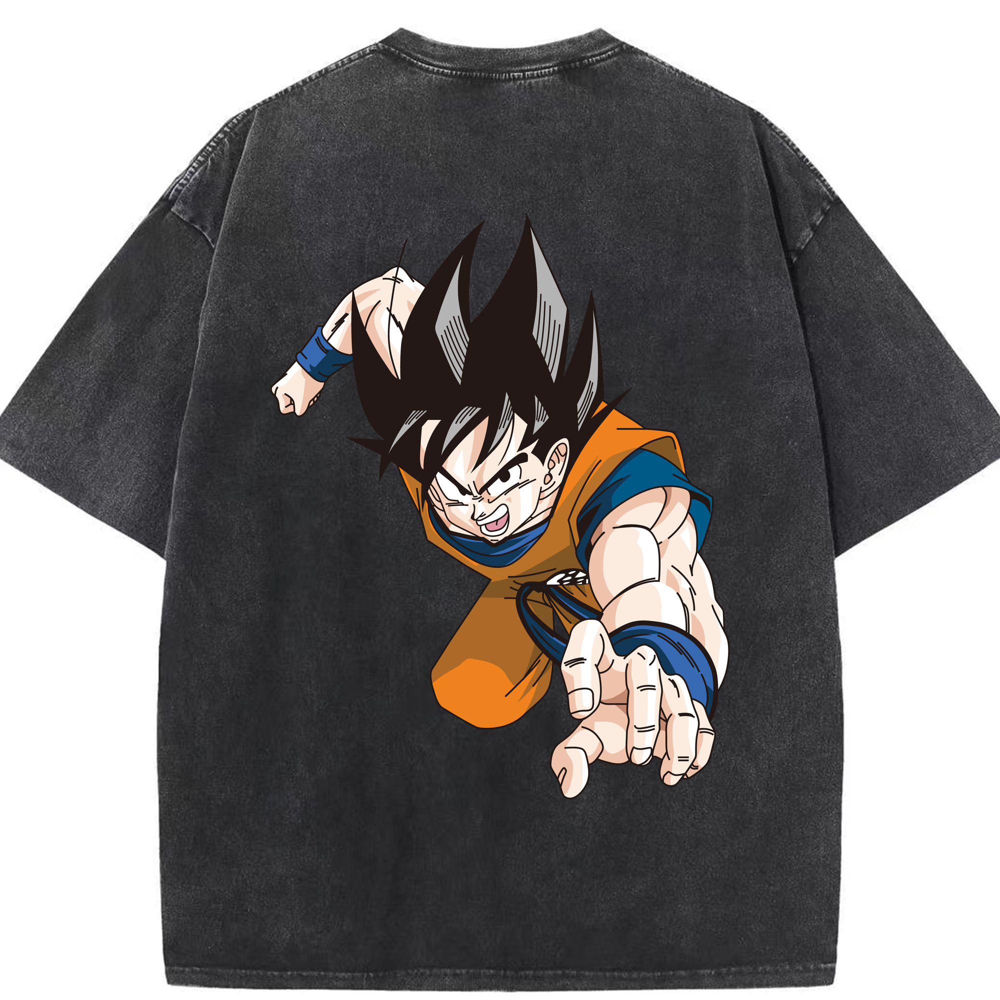 （画像用） ドラゴンボール 孫悟空（そん ごくう）Son Goku カカロット DRAGON BALL Kakarotto 綿100% ヴィンテージ風 半袖Tシャツ（背面プリント）