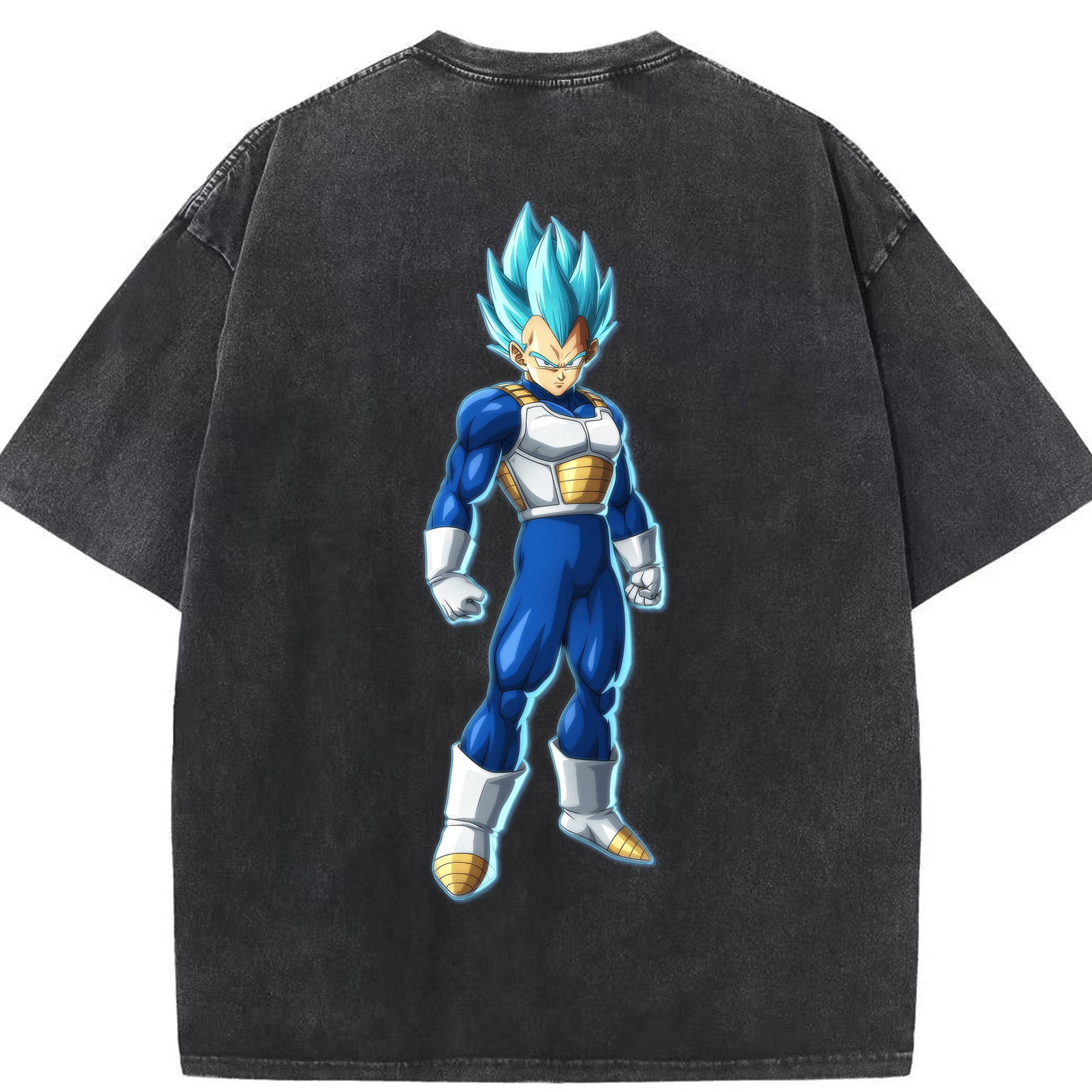（画像用） ドラゴンボール ベジータ四世（Bejīta Yonsei）DRAGON BALL Vegeta IV 綿100% ヴィンテージ風 半袖Tシャツ（背面プリント）