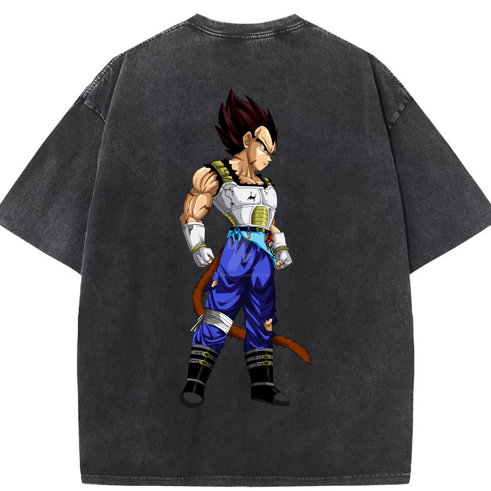 （画像用） ドラゴンボール ベジータ四世（Bejīta Yonsei）DRAGON BALL Vegeta IV 綿100% ヴィンテージ風 半袖Tシャツ（背面プリント）