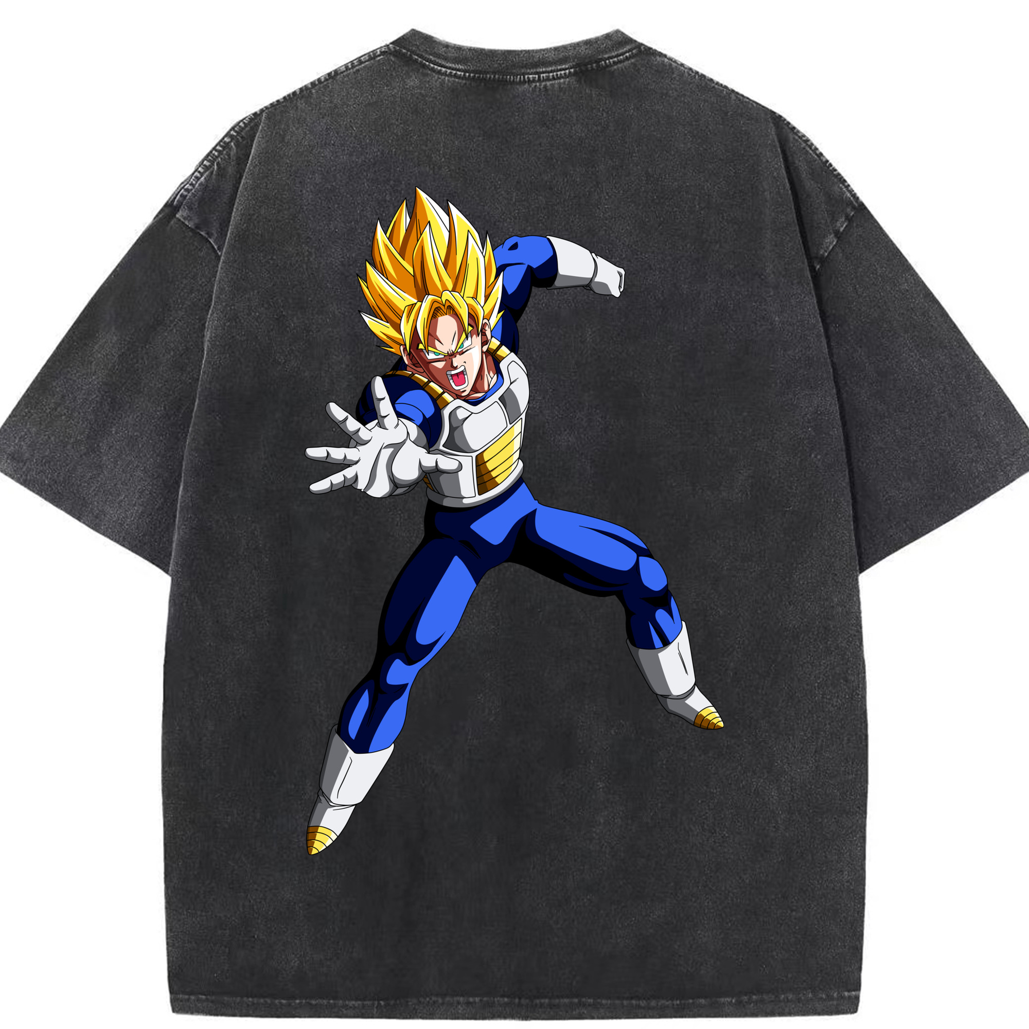 （画像用） ドラゴンボール ベジータ四世（Bejīta Yonsei）DRAGON BALL Vegeta IV 綿100% ヴィンテージ風 半袖Tシャツ（背面プリント）