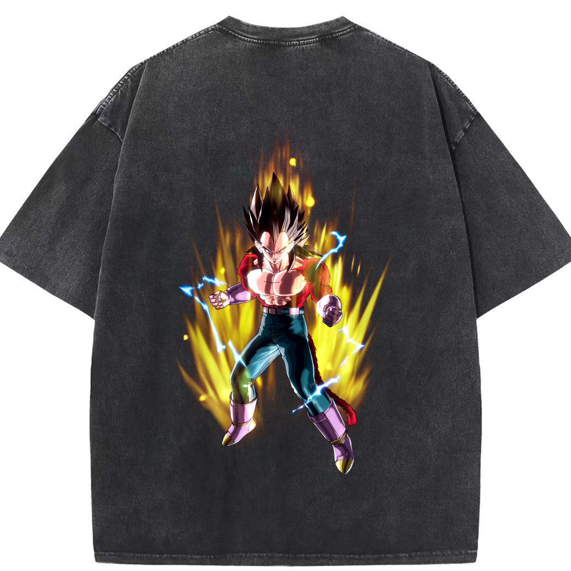 （画像用） ドラゴンボール ベジータ四世（Bejīta Yonsei）DRAGON BALL Vegeta IV 綿100% ヴィンテージ風 半袖Tシャツ（背面プリント）