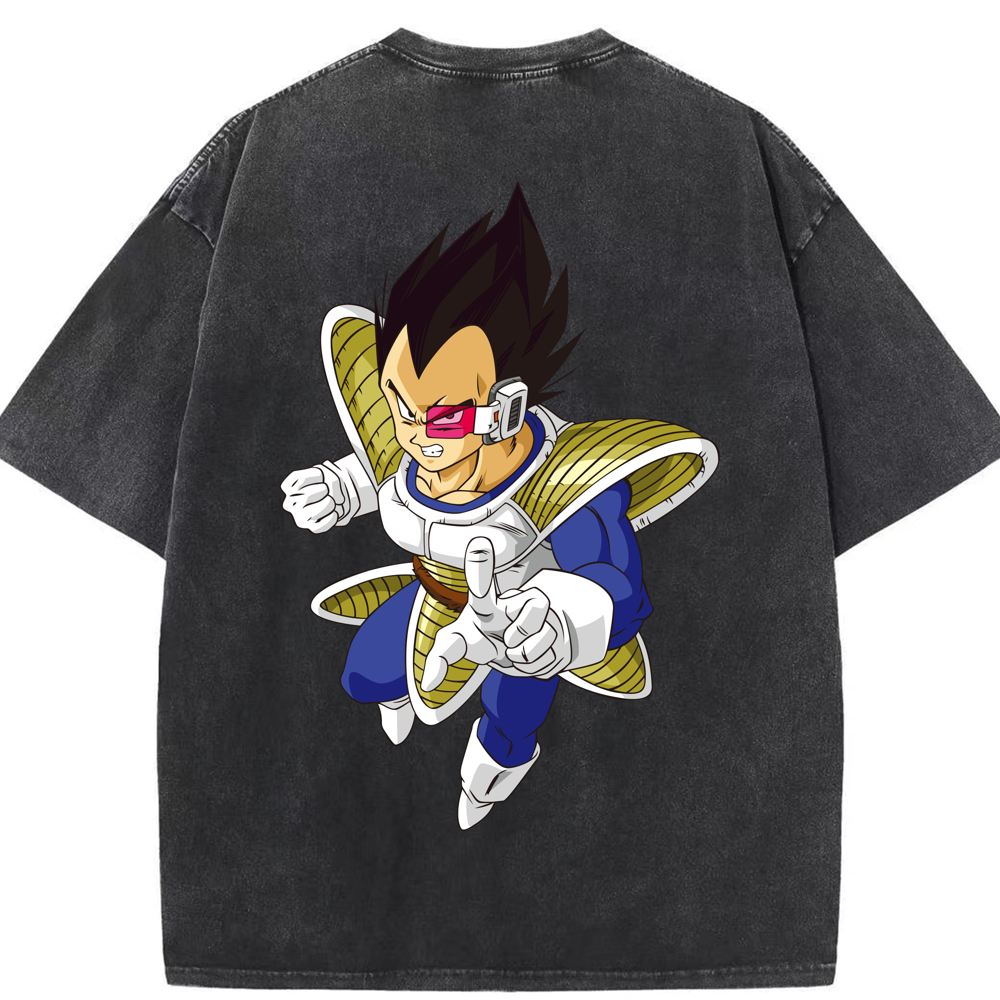 （画像用） ドラゴンボール ベジータ四世（Bejīta Yonsei）DRAGON BALL Vegeta IV 綿100% ヴィンテージ風 半袖Tシャツ（背面プリント）