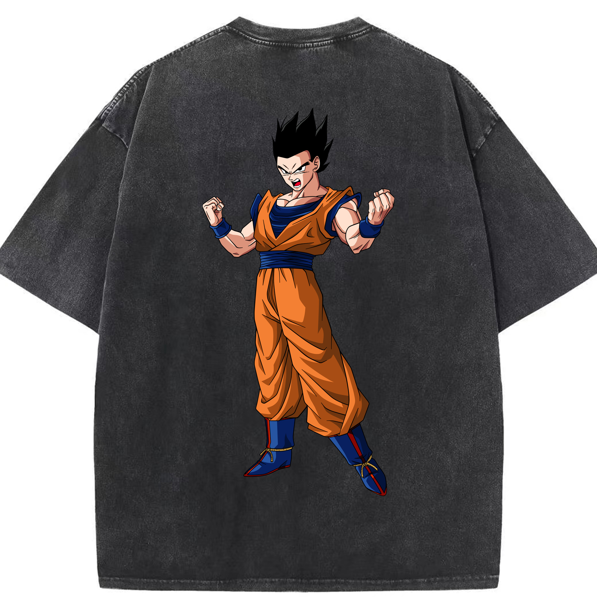 （画像用） ドラゴンボール 孫 悟飯（そんごはん）DRAGON BALL Son Gohan 綿100% ヴィンテージ風 半袖Tシャツ（背面プリント）