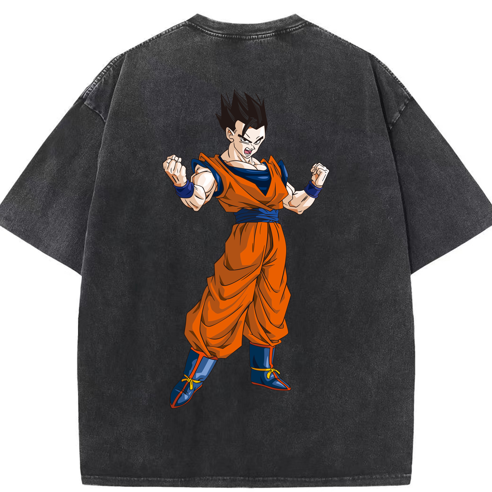 （画像用） ドラゴンボール 孫 悟飯（そんごはん）DRAGON BALL Son Gohan 綿100% ヴィンテージ風 半袖Tシャツ（背面プリント）