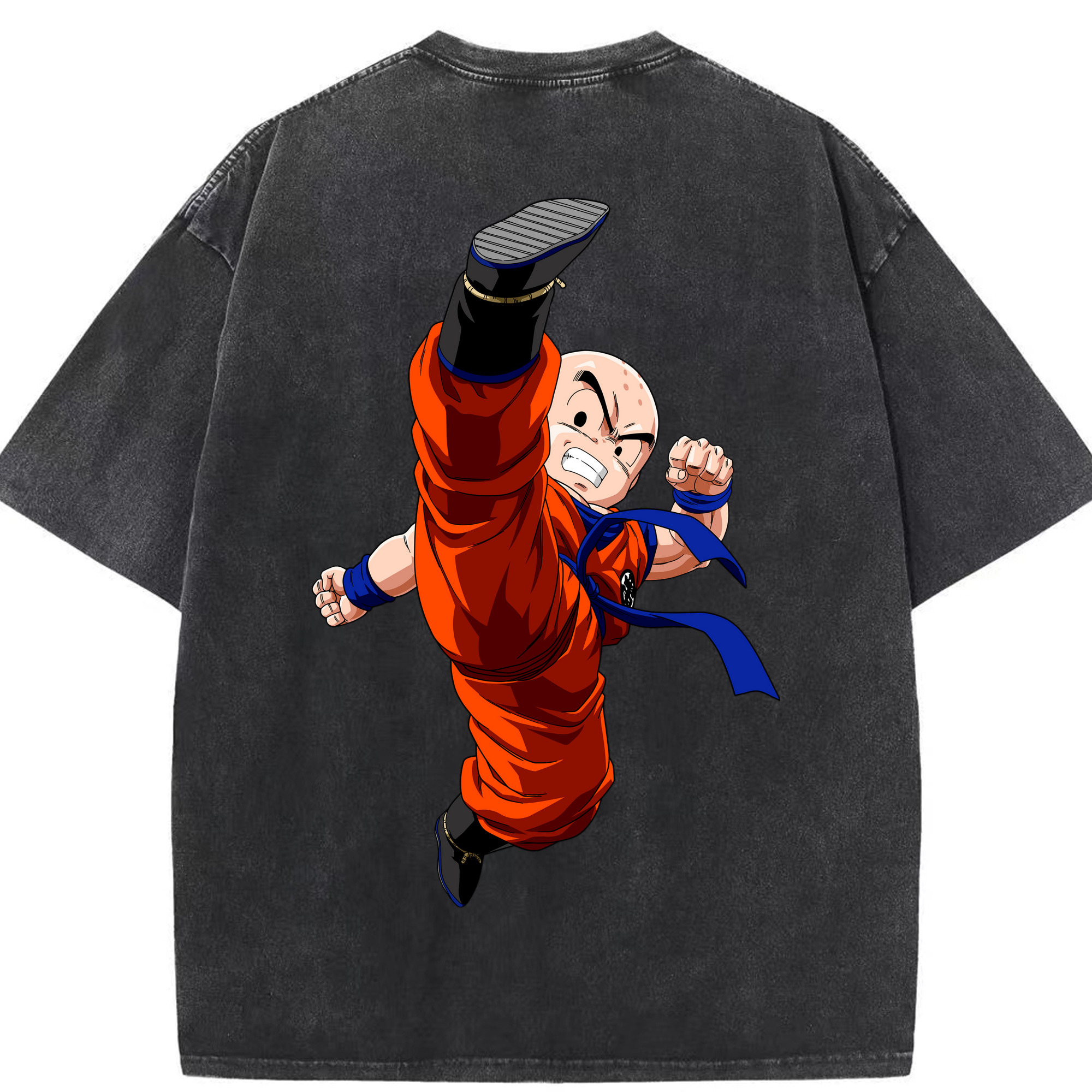 （画像用） ドラゴンボール クリリン DRAGON BALL krillin 綿100% ヴィンテージ風 半袖Tシャツ（背面プリント）
