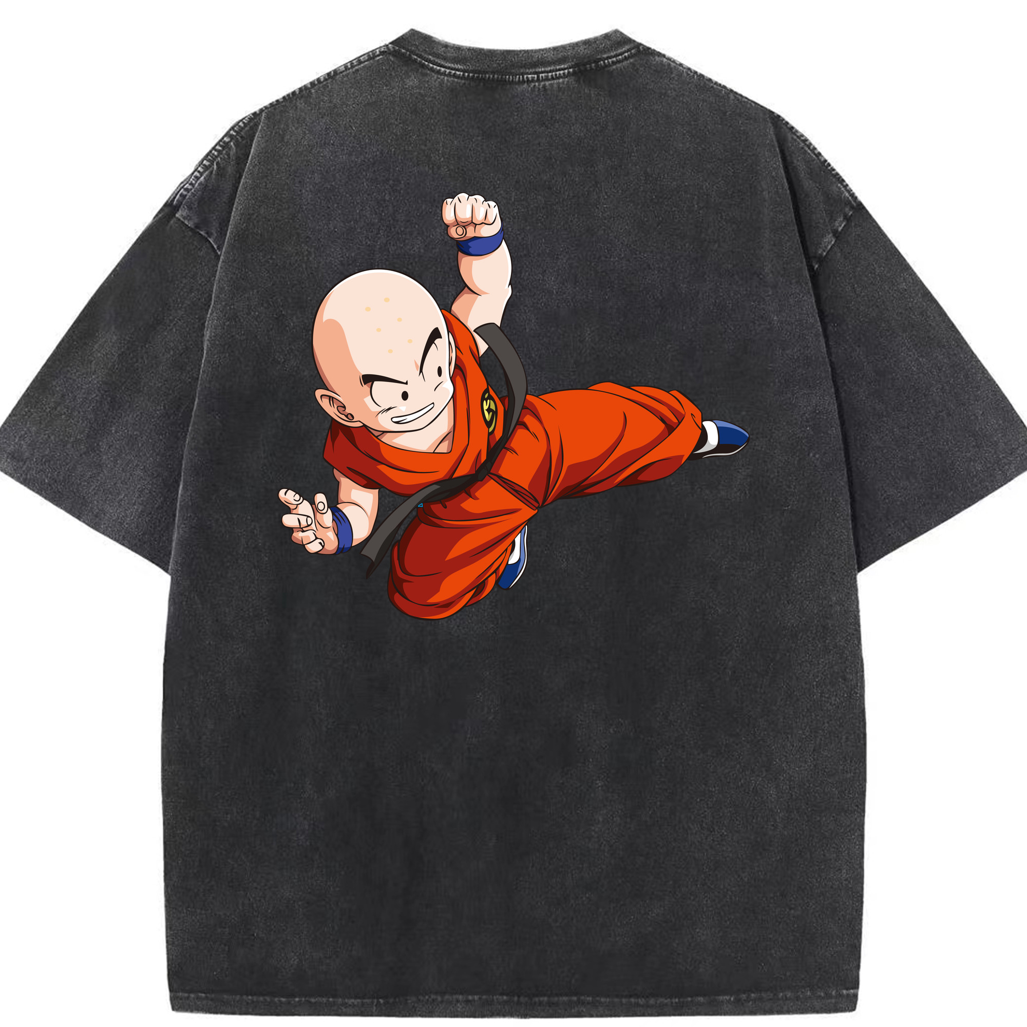 （画像用） ドラゴンボール クリリン DRAGON BALL krillin 綿100% ヴィンテージ風 半袖Tシャツ（背面プリント）