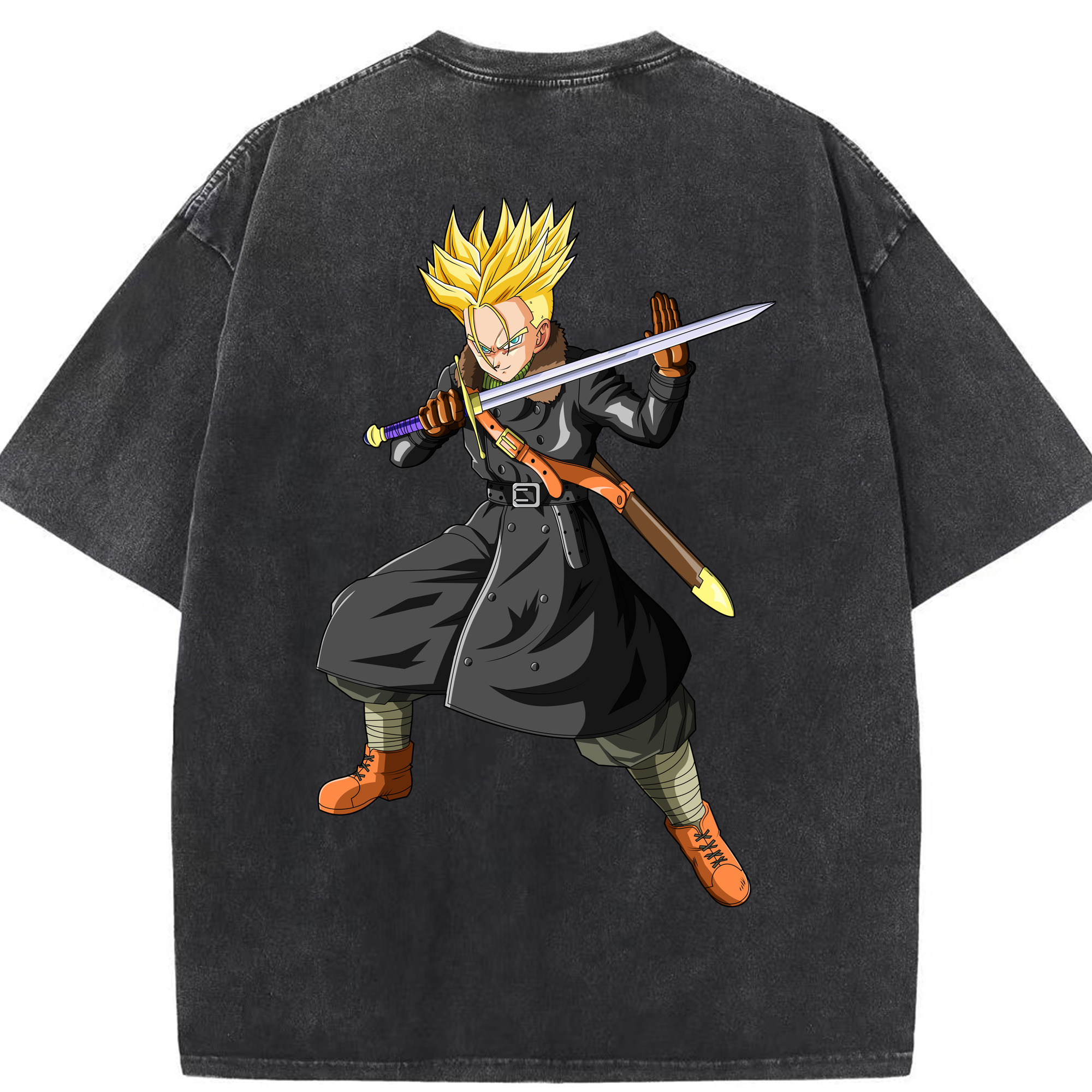 （画像用） ドラゴンボール トランクス（Torankusu）DRAGON BALL Trunks 綿100% ヴィンテージ風 半袖Tシャツ（背面プリント）