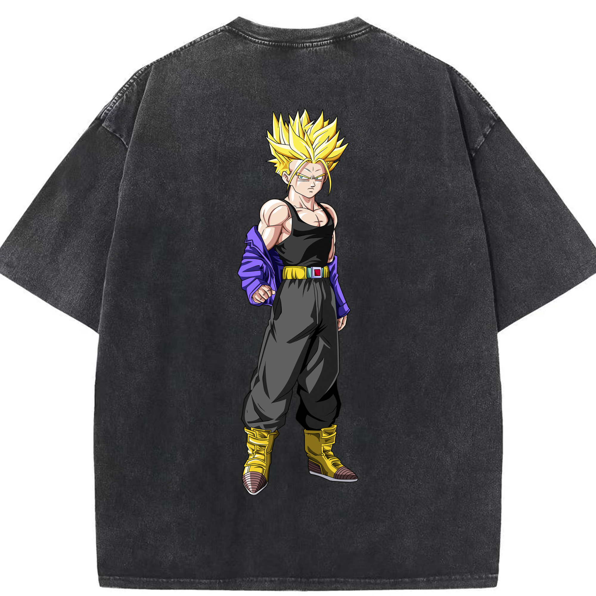 （画像用） ドラゴンボール トランクス（Torankusu）DRAGON BALL Trunks 綿100% ヴィンテージ風 半袖Tシャツ（背面プリント）