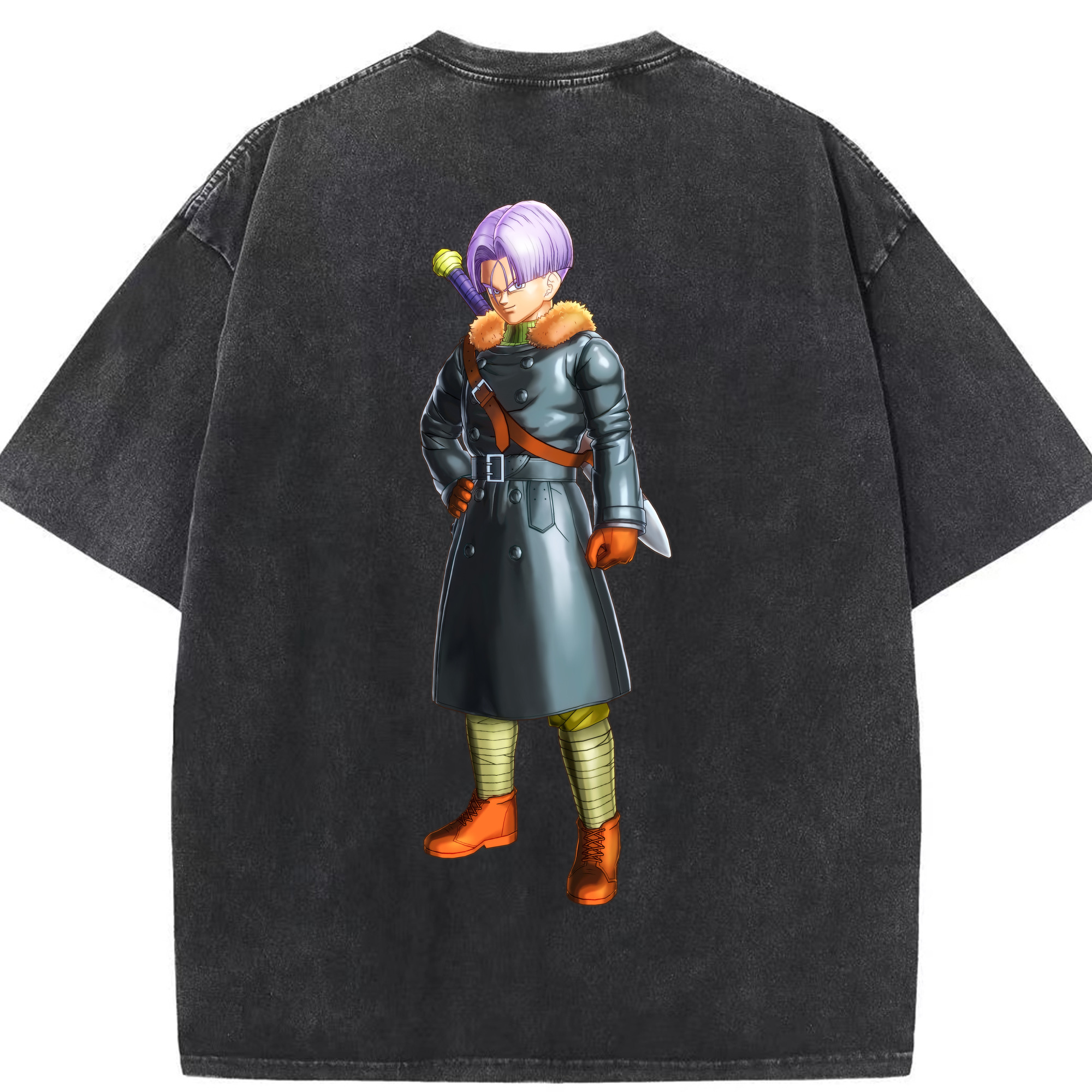 （画像用） ドラゴンボール トランクス（Torankusu）DRAGON BALL Trunks 綿100% ヴィンテージ風 半袖Tシャツ（背面プリント）
