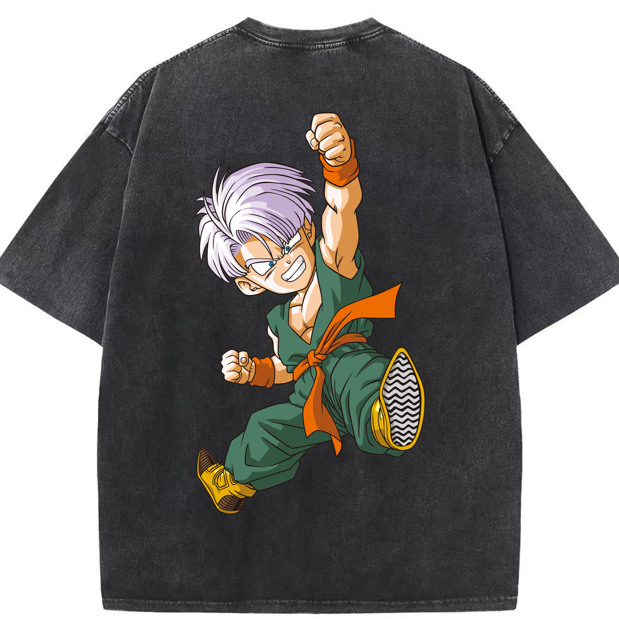 （画像用） ドラゴンボール トランクス（Torankusu）DRAGON BALL Trunks 綿100% ヴィンテージ風 半袖Tシャツ（背面プリント）